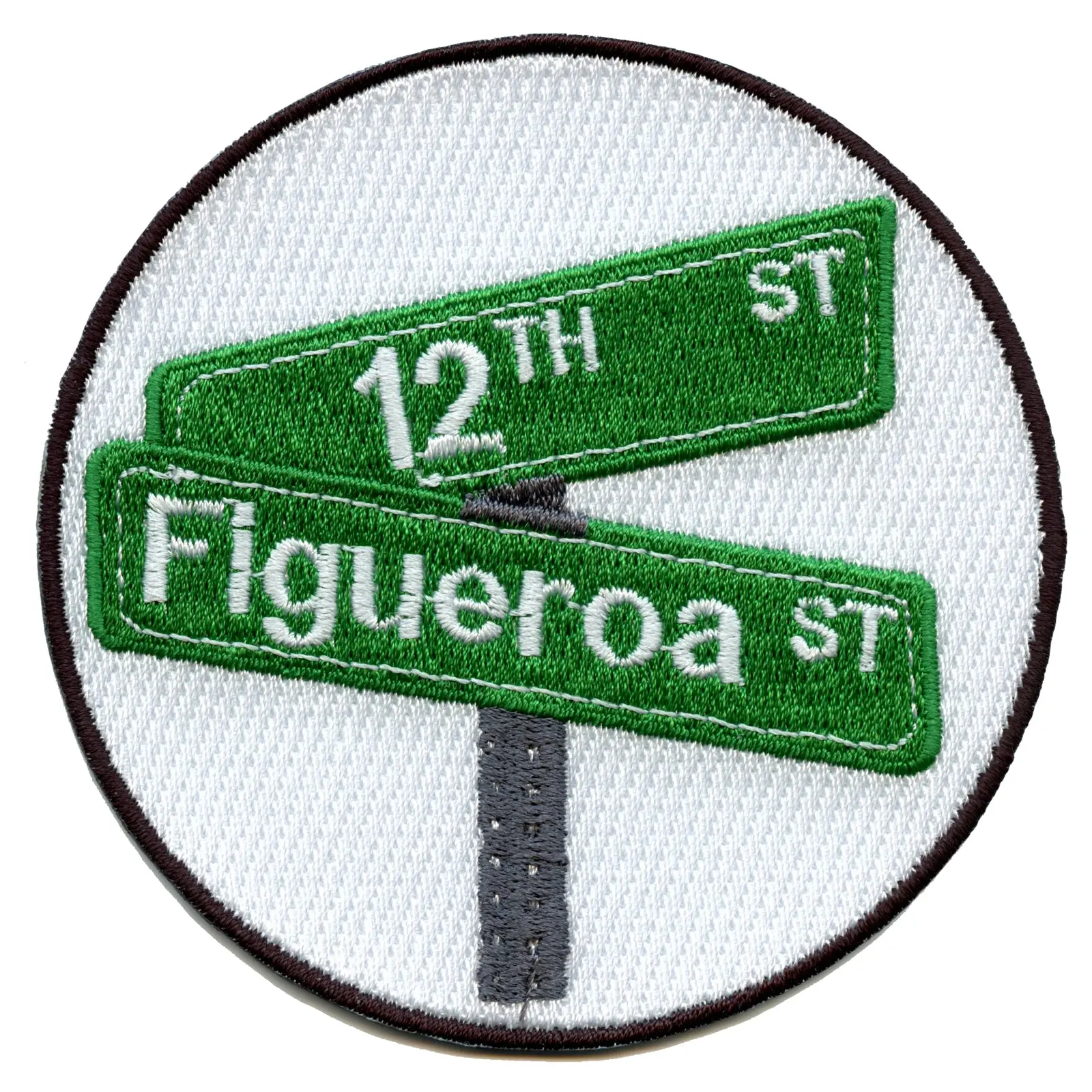 Los Angeles 12th And Figueroa Cross Street Round Embroidered Iron On Patch