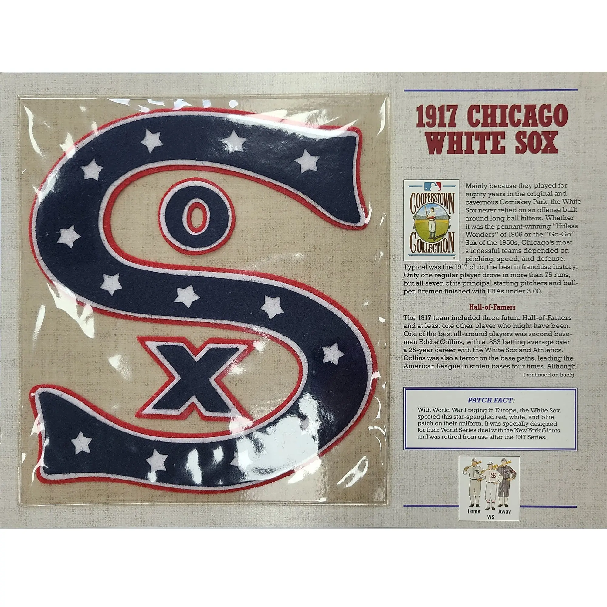 1917 Chicago White Sox Willabee & Ward Patch With Stat Card