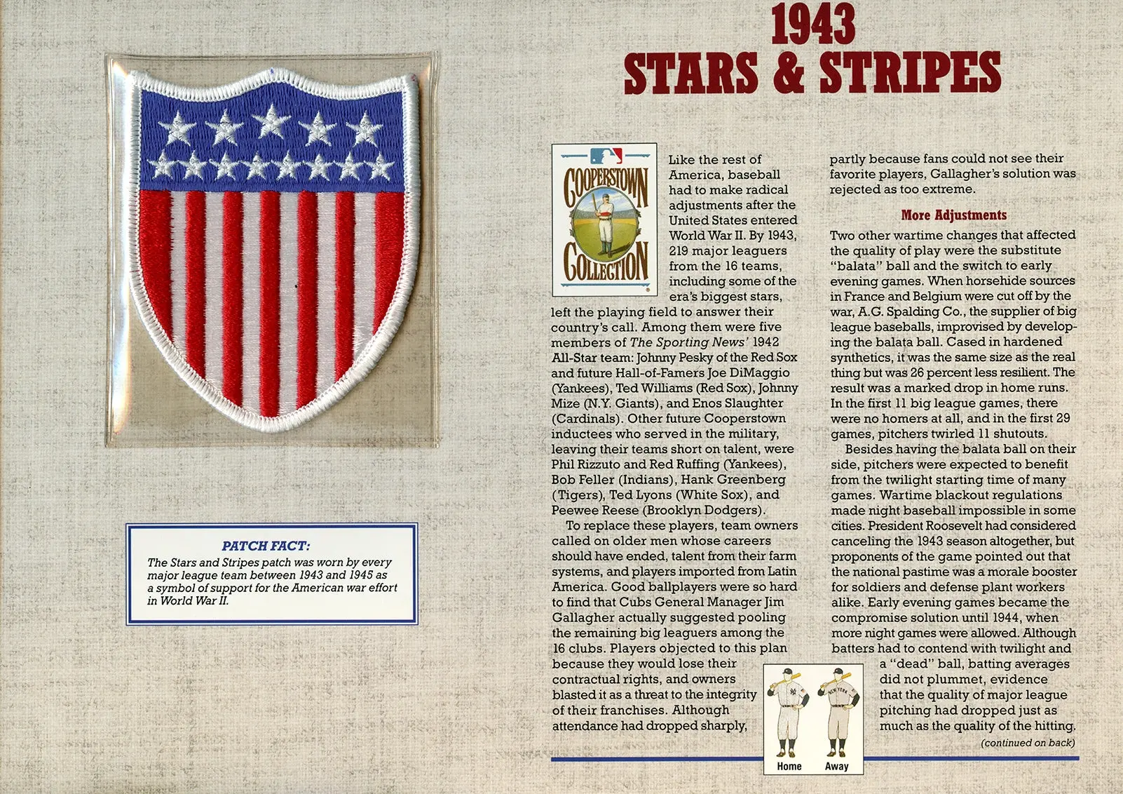 1943 Stars & Stripes Willabee & Ward Patch With Stat Card