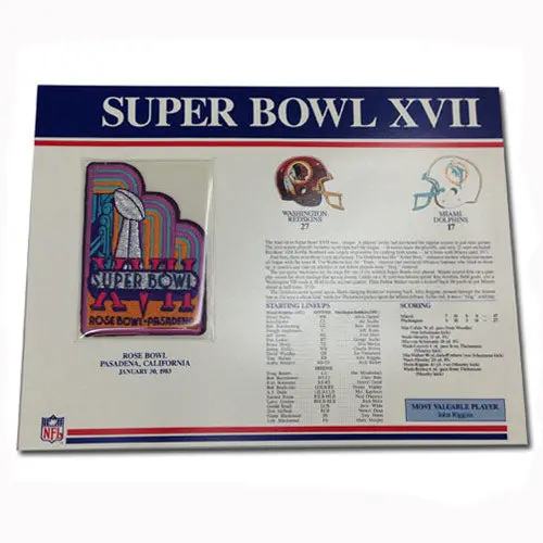 1983 NFL Super Bowl XVII Logo Willabee & Ward Patch With Header Board (Miami Dolphins vs. Washington Redskins)