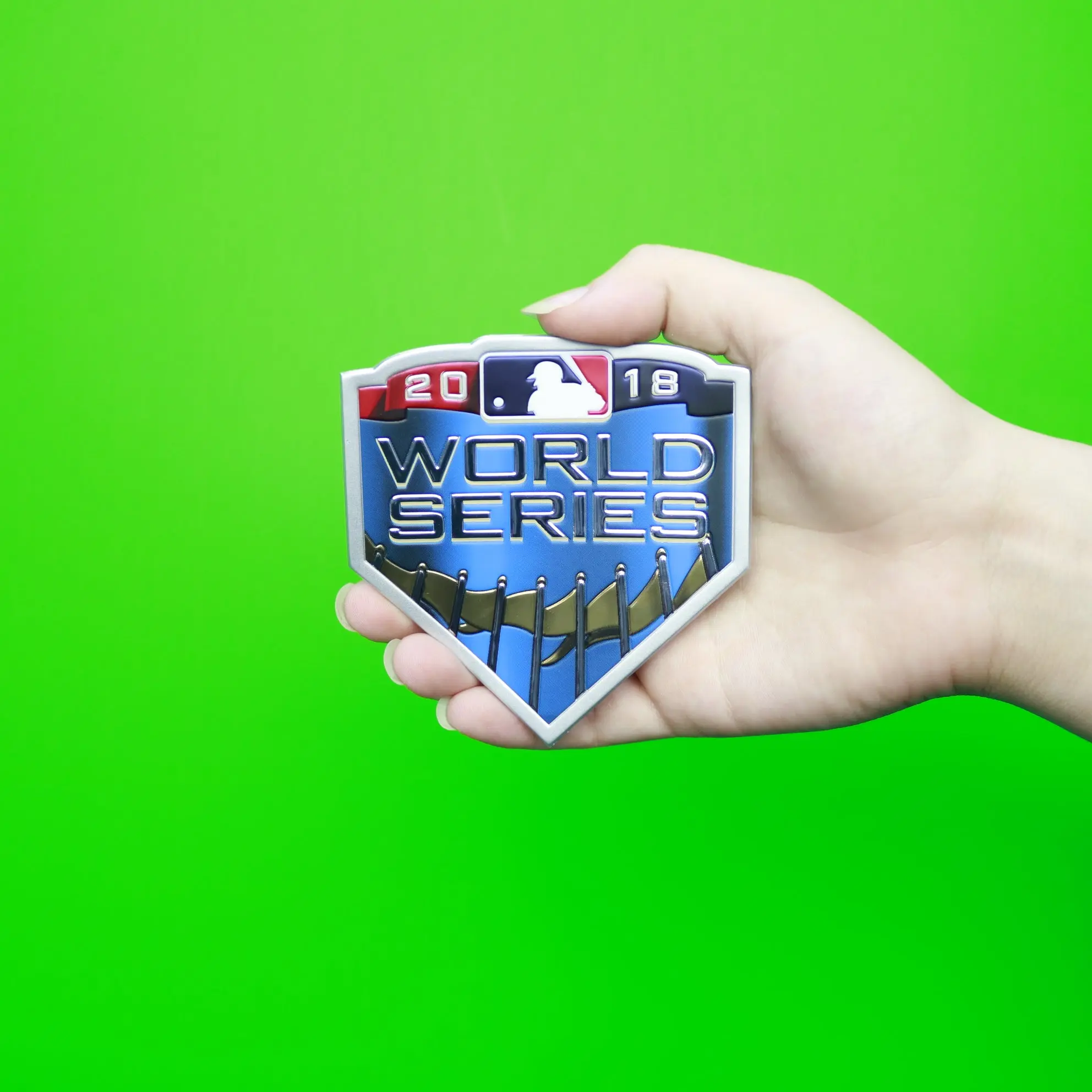 2018 MLB World Series Emboss Tech Jersey Patch Boston Red Sox Los Angeles Dodgers - Image 3