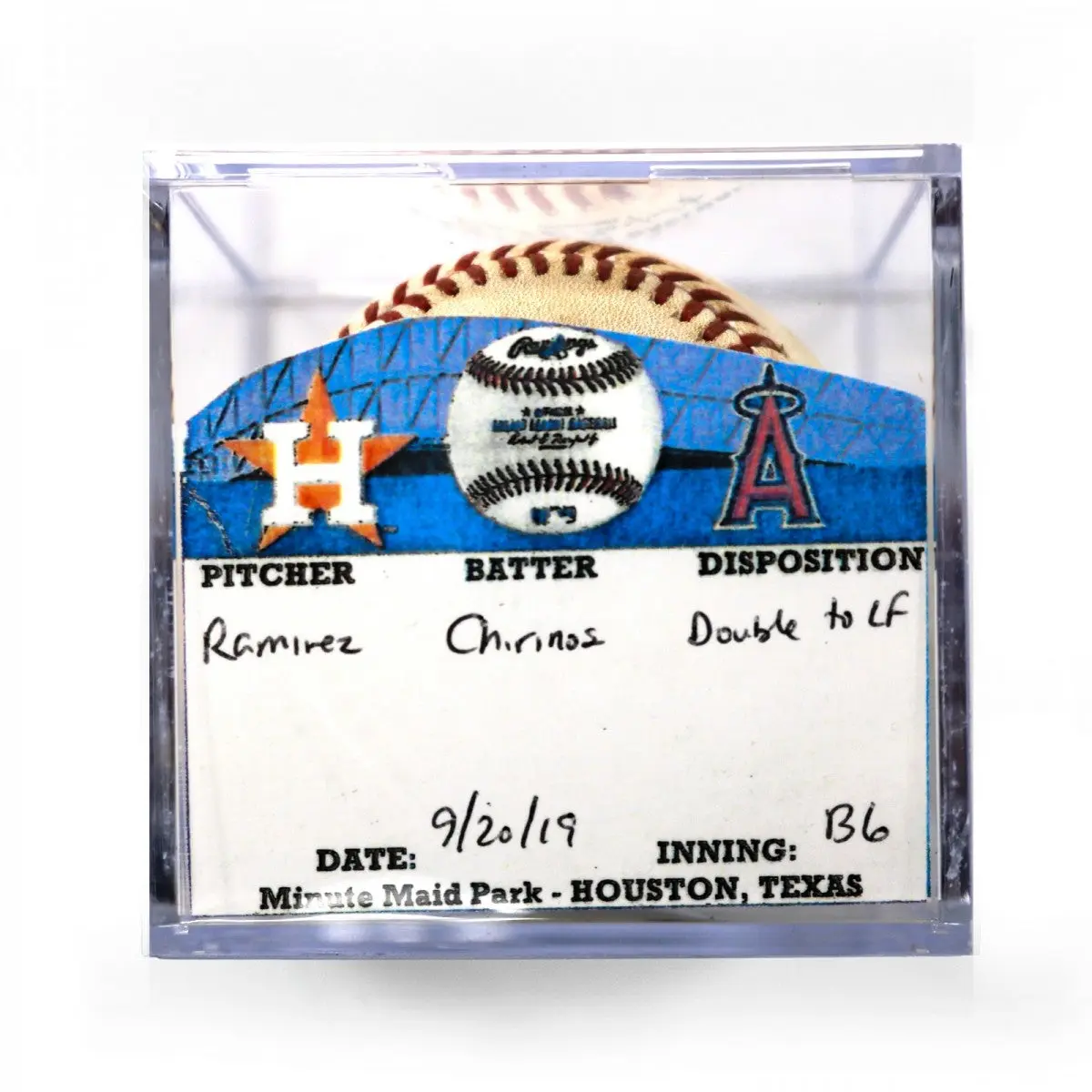 2019 MLB Houston Astros Game Used Baseball Ramirez to Chirinos Minute Maid Park - Image 2