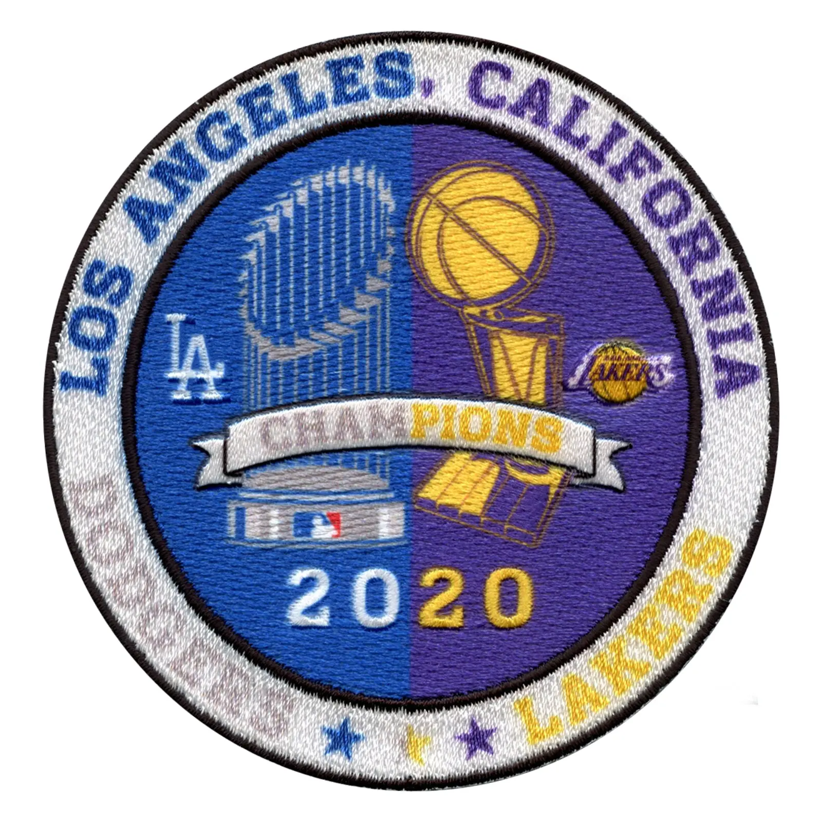 2020 Los Angeles Dodgers and Lakers Dual Champions Trophies Patch - Image 2