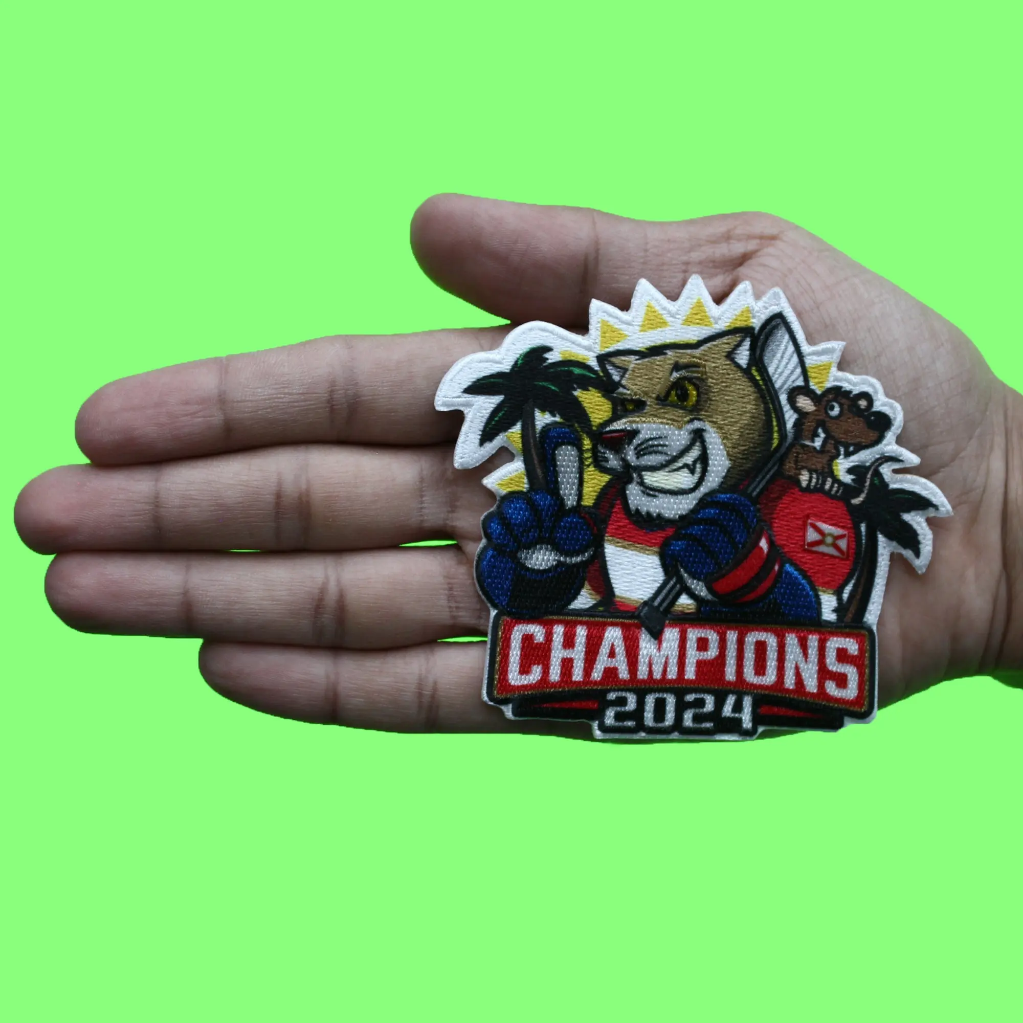 2024 Florida Champions Mascot Hockey Patch Sports Exclusive Embroidered Iron On - Image 2