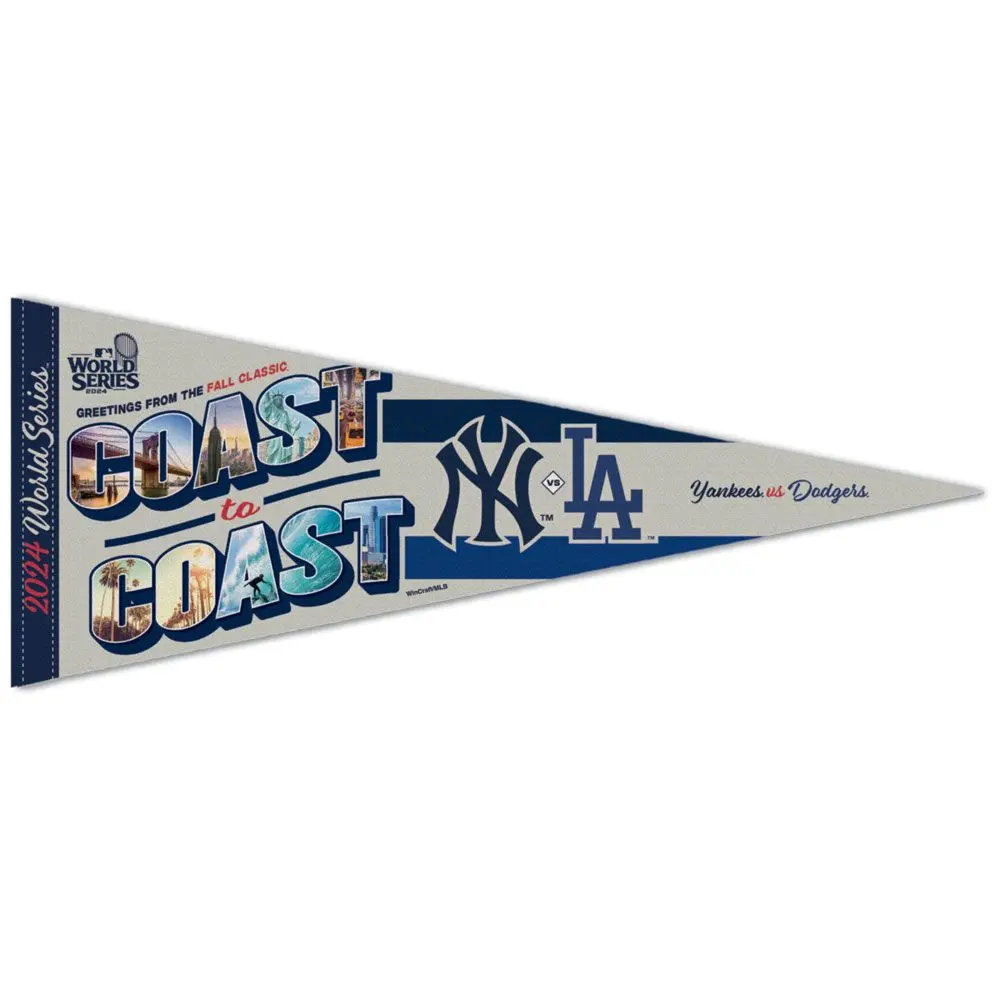2024 MLB World Series Pennant New York Yankees Los Angeles Dodgers Coast to Coast