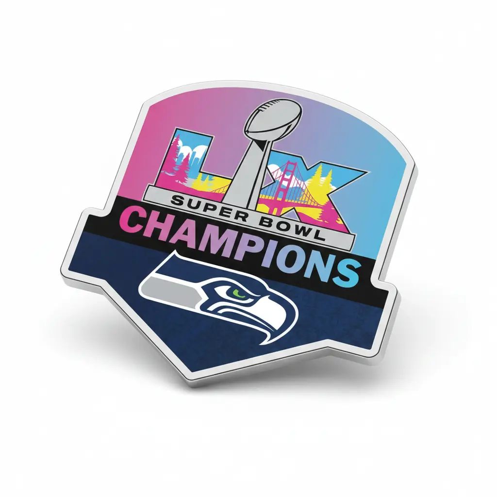 2026 NFL Super Bowl LX 60 Champions Shield Pin Seattle Seahawks