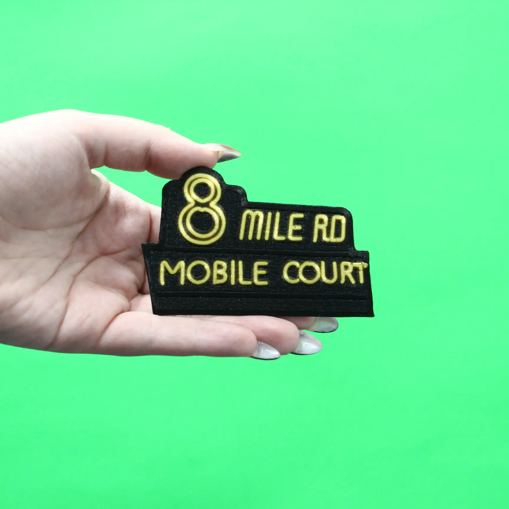 8 Mile Neon Sign Patch Detroit Rapper Michigan Embroidered Iron On - Image 2