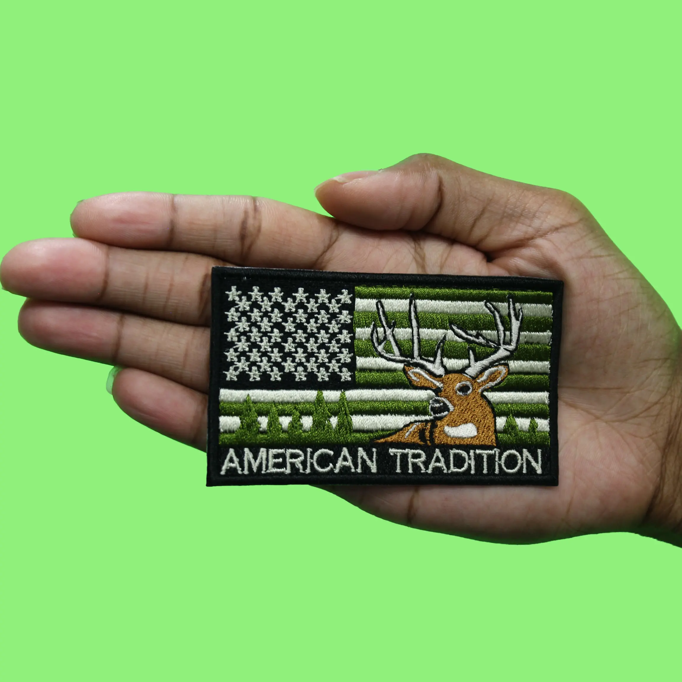 American Tradition Flag Patch Hobby Animal Hunting Embroidered Iron On - Image 2