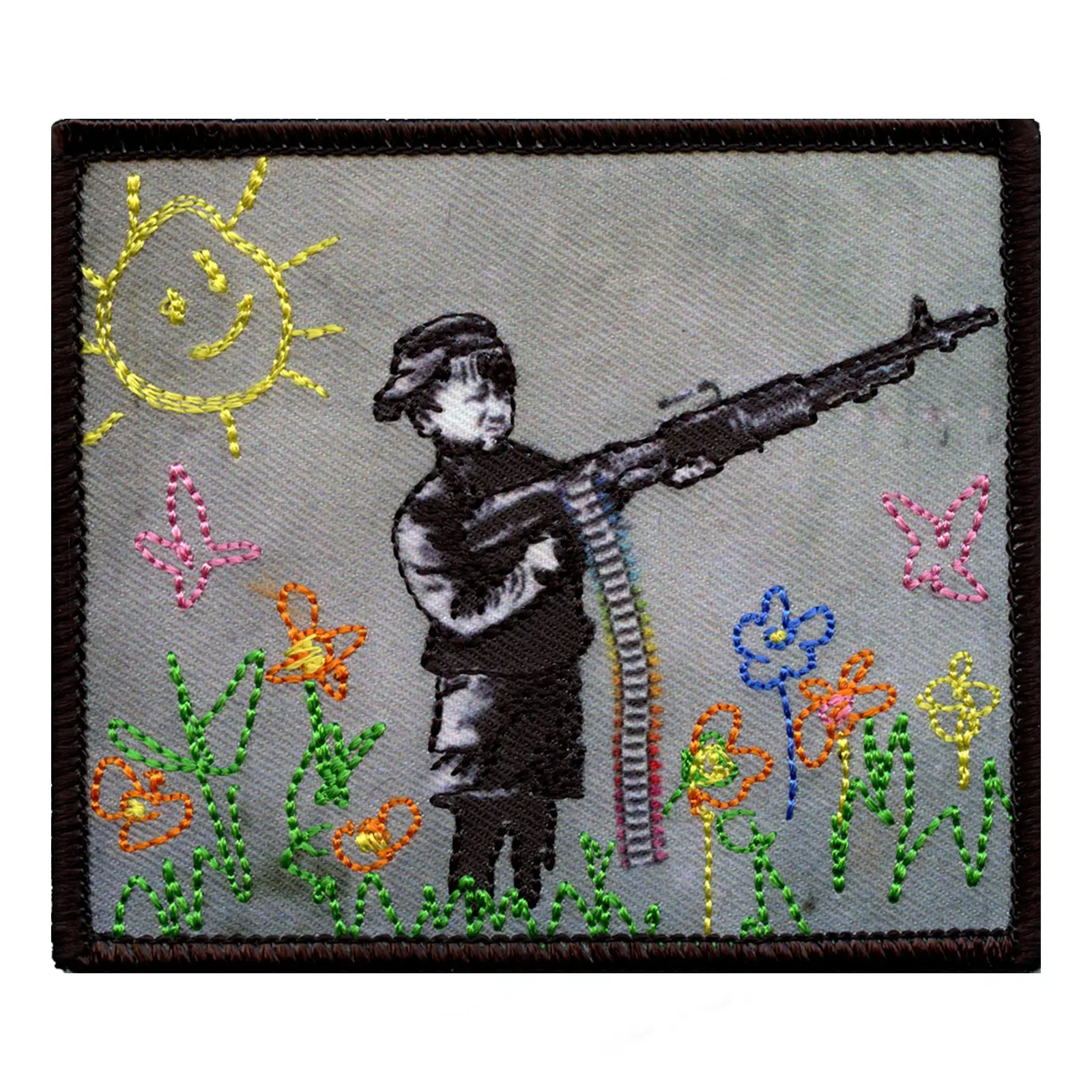 Banksy Crayon Shooter Embroidered Iron On PhotoPatch