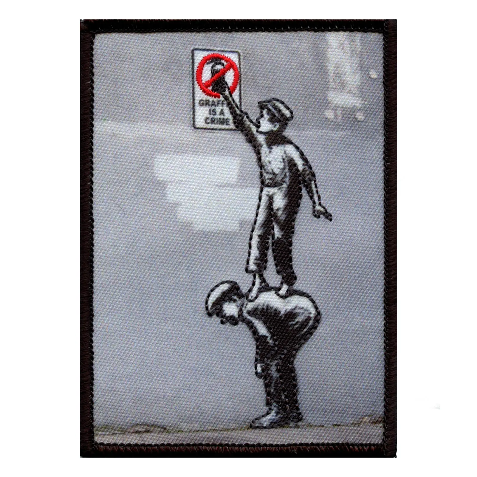 Banksy Graffiti Is A Crime Embroidered Iron On PhotoPatch