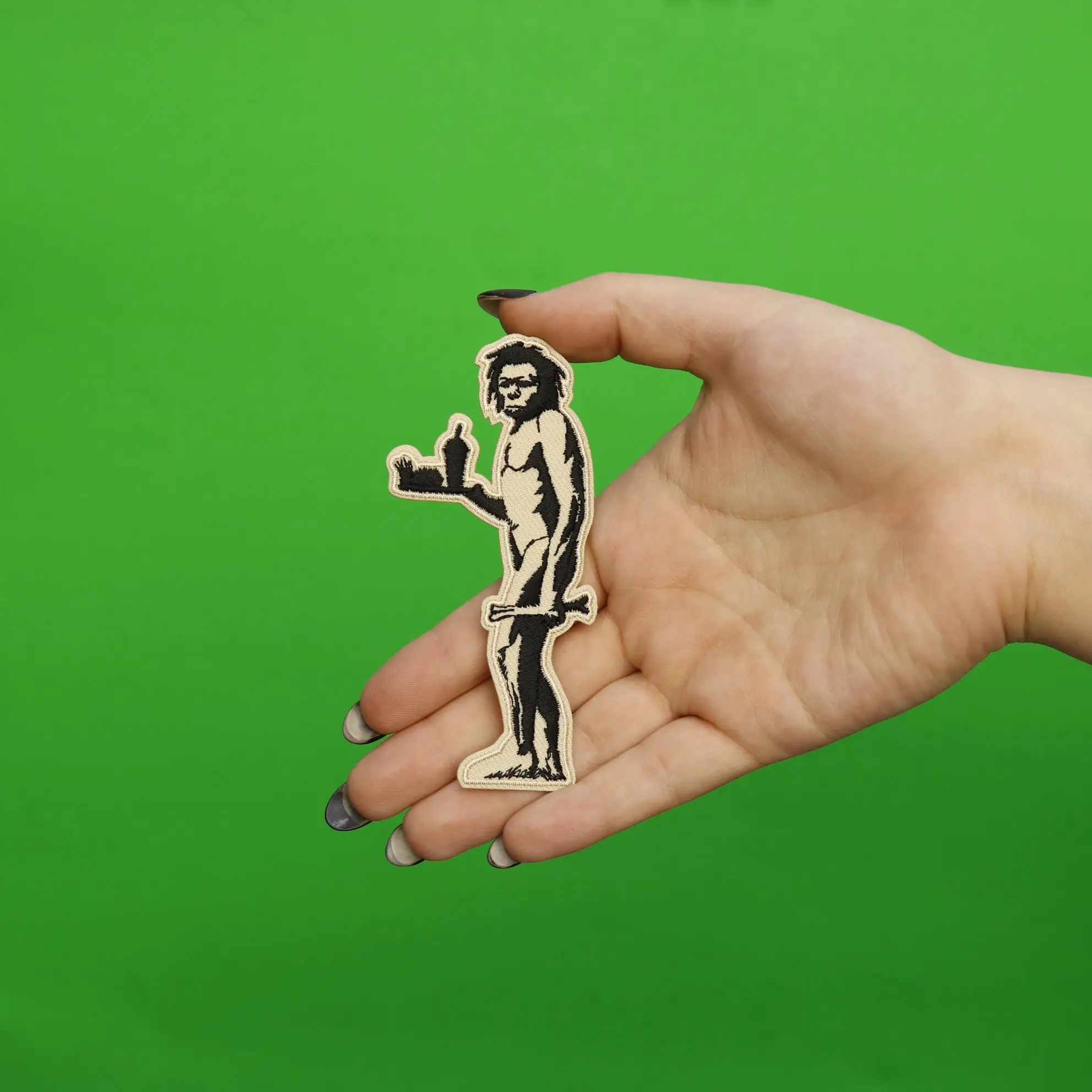 Banksy The Caveman With Fast Food Embroidered Iron On Patch - Image 2
