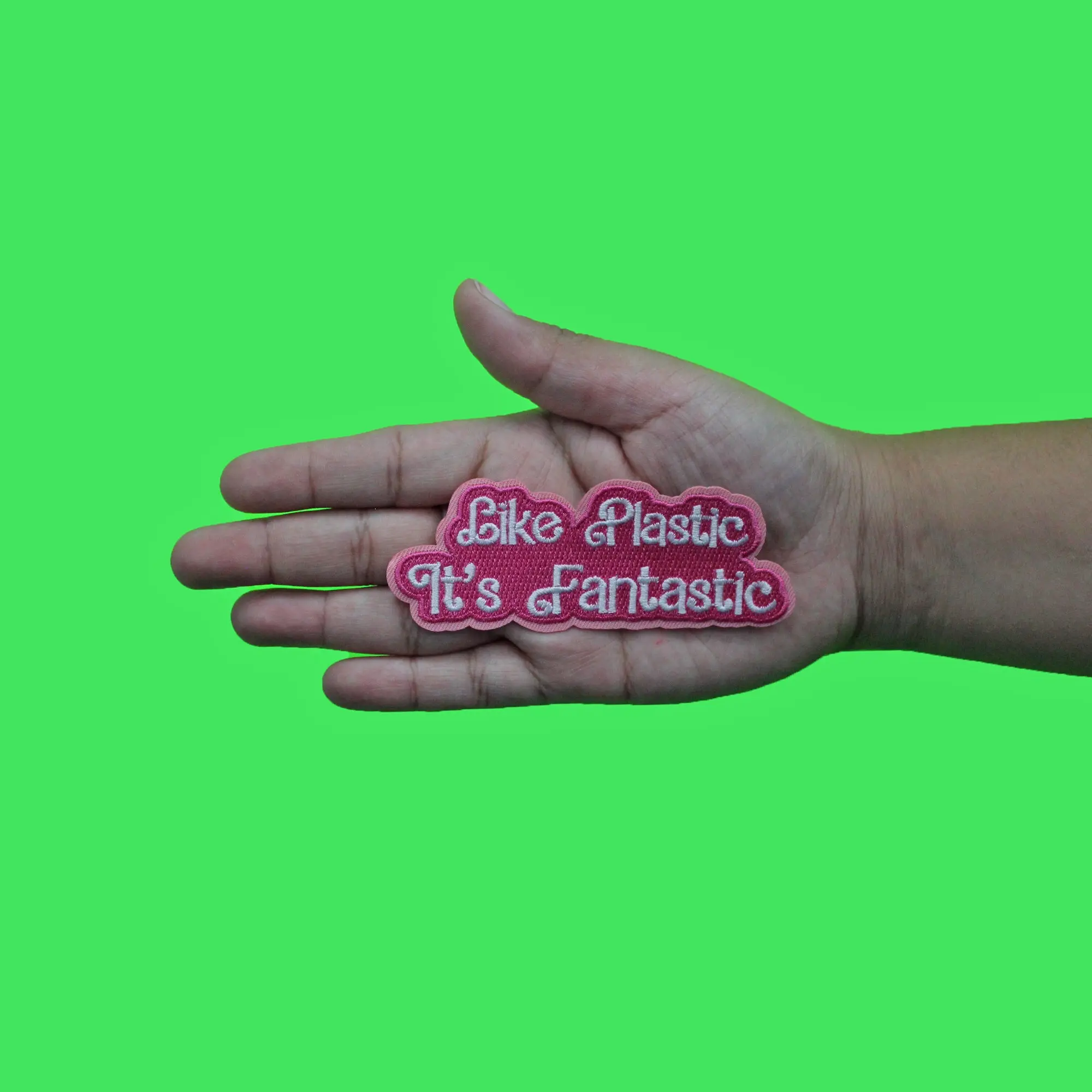 Like Plastic It's Fantastic Song Patch Parody Dolls Pink Embroidered Iron On - Image 2