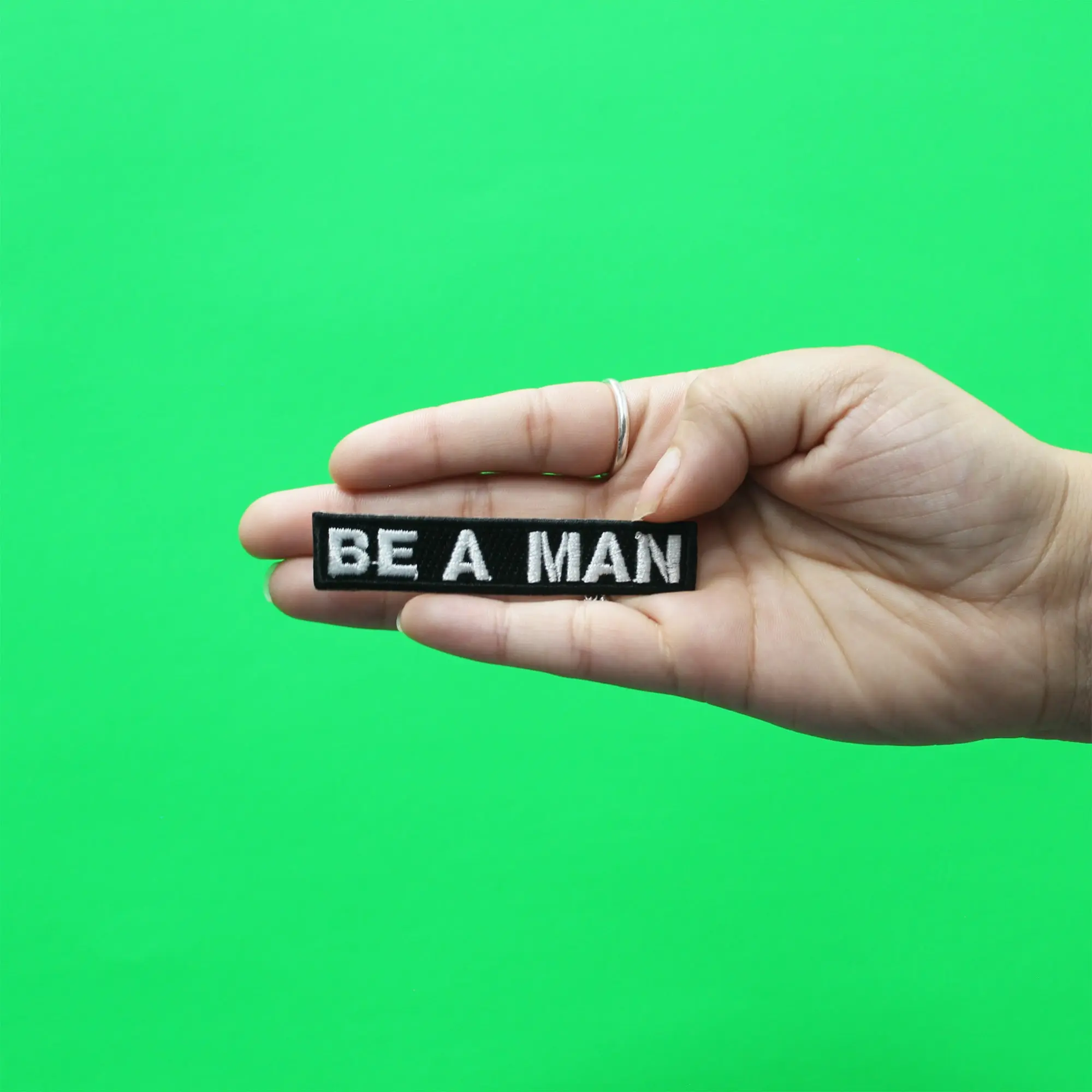 Be A Man Logo Embroidered Iron On Patch - Image 2