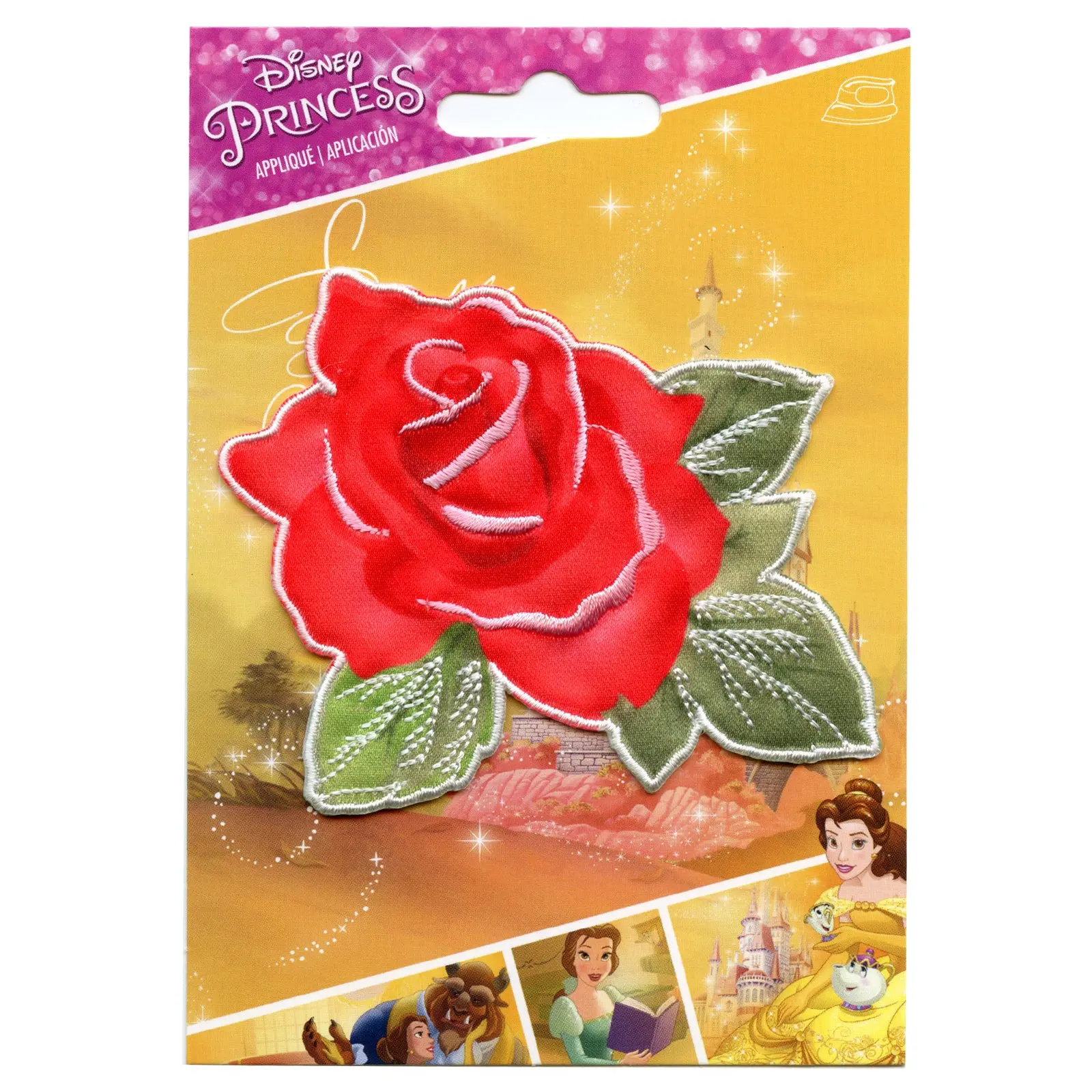 Disney Beauty And The Beast Belle's Rose Embroidered Applique Iron On Patch - Image 2