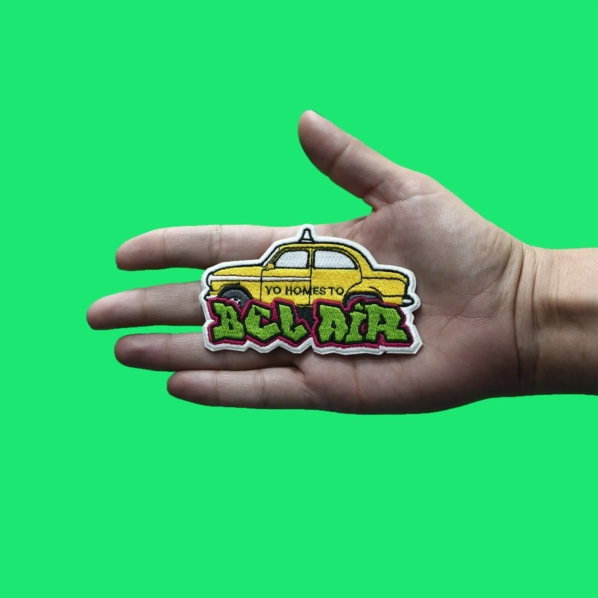 Taxi To Bel Air Yellow Cab Patch Nostalgic Fresh 90's Embroidered Iron On - Image 2