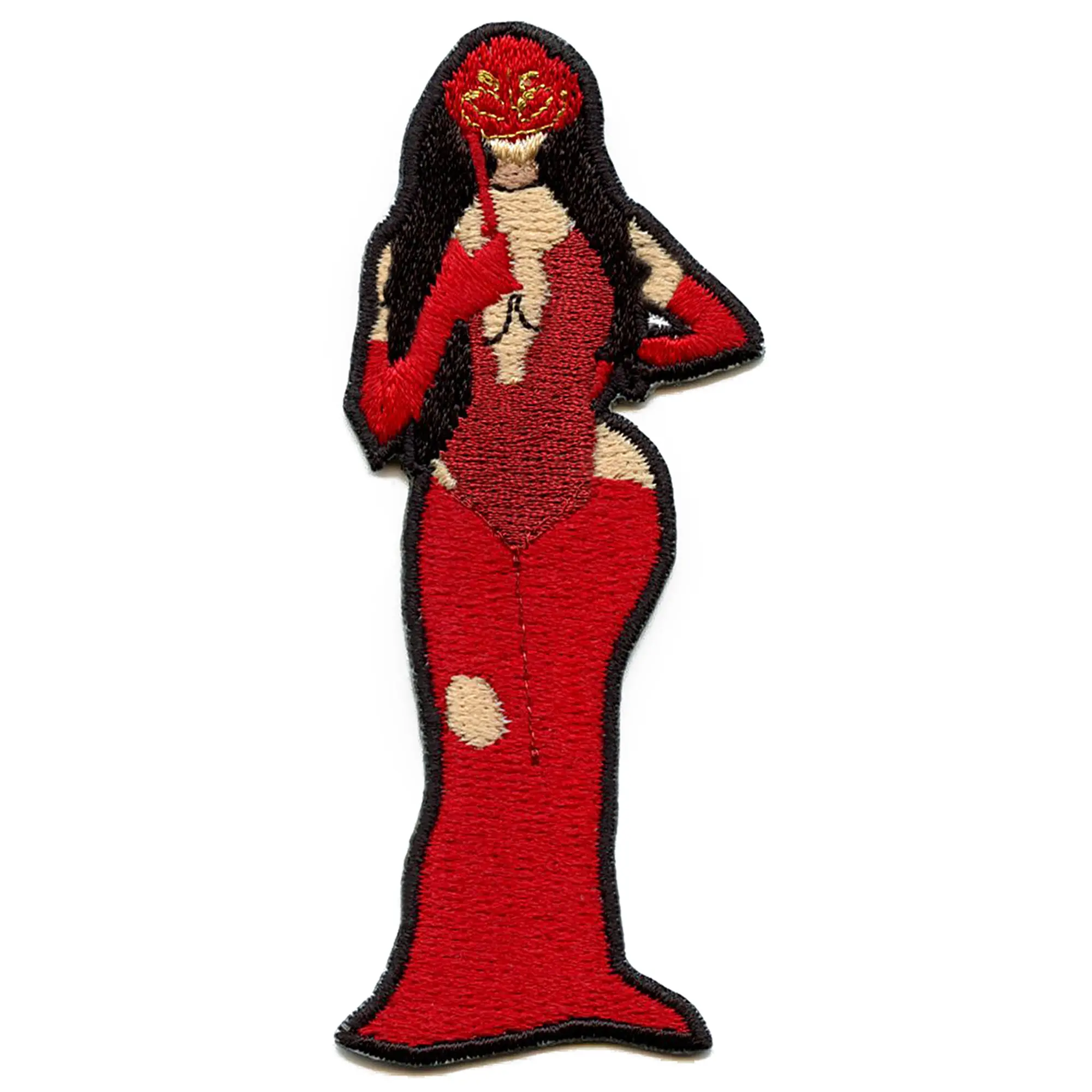 Sexy Red Dress Latina Patch Masquerade Corridos Hispanic Embroidered Iron On