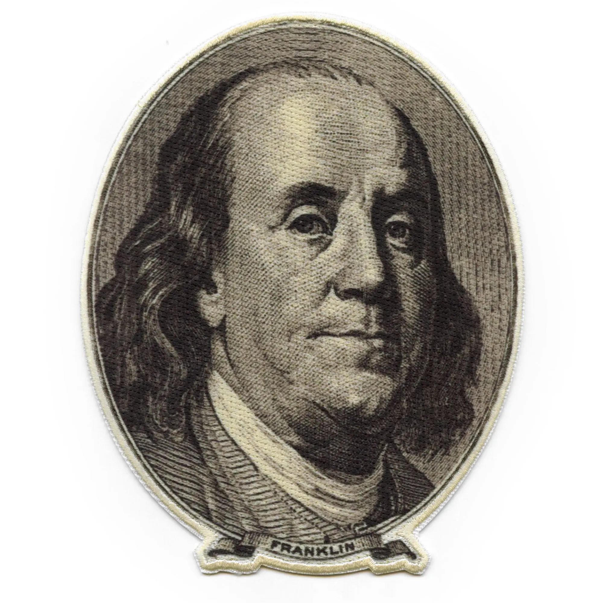 Benjamin Franklin Money Seal Patch Cash Portrait Small Sublimation Iron On