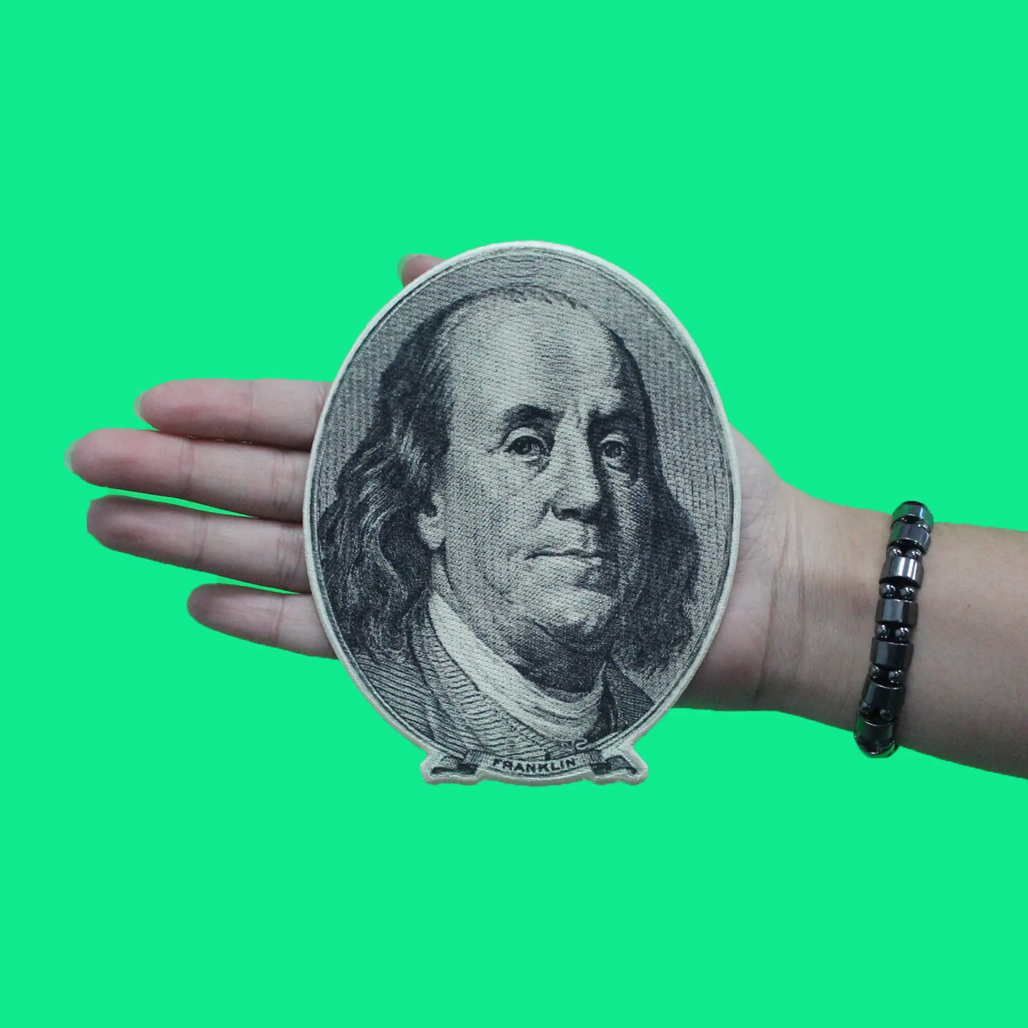 Benjamin Franklin Money Seal Patch Cash Portrait Small Sublimation Iron On - Image 2