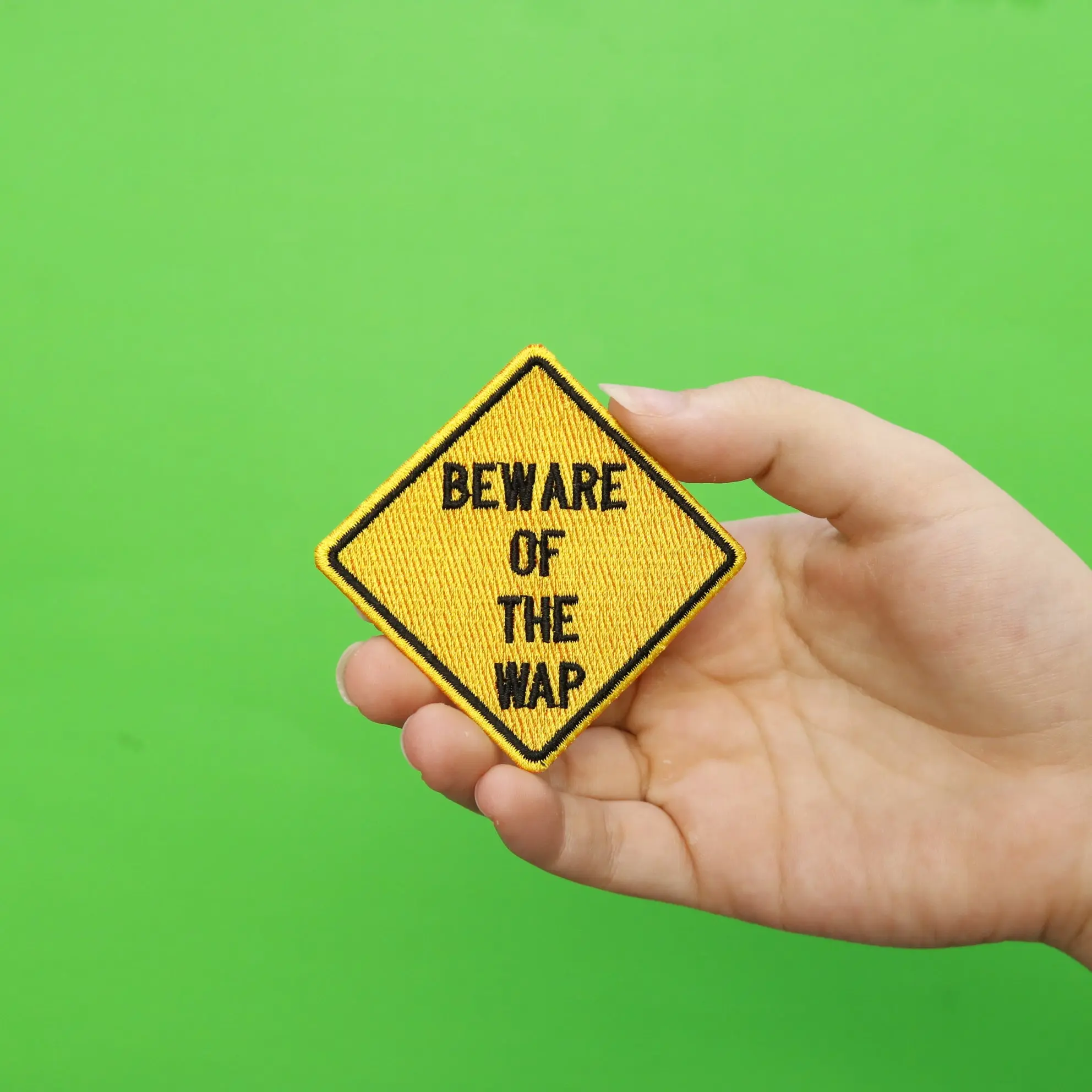 Beware Of The WAP Caution Road Sign Embroidered Iron On Patch - Image 2