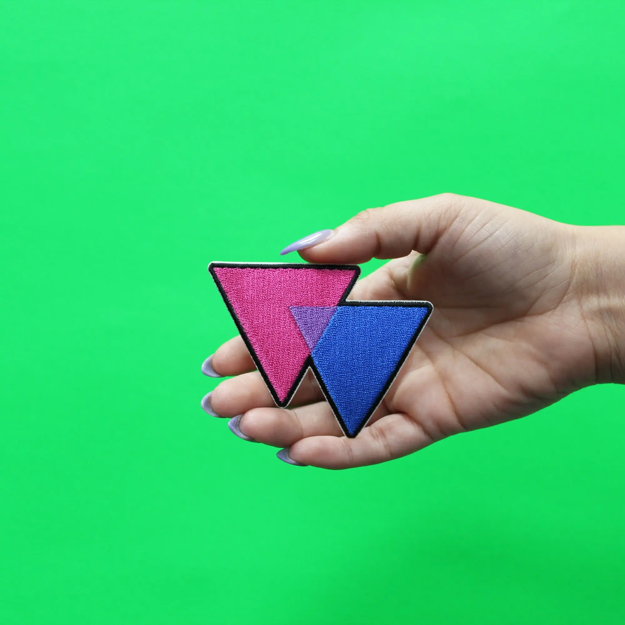 Bisexual Triangles Patch LGBTQ+ Community Embroidered Iron On - Image 2