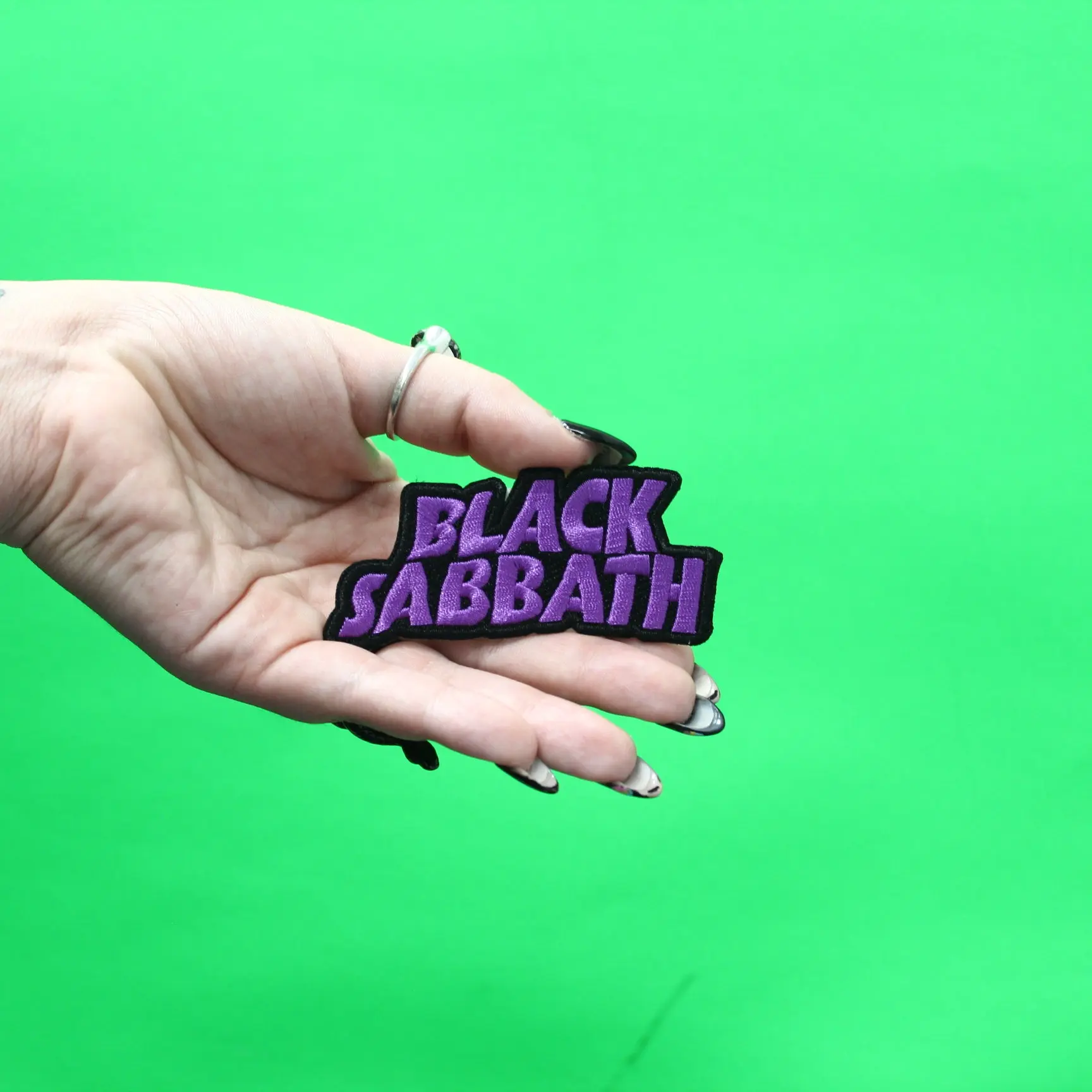 Black Sabbath Wavy Logo Patch Ozzy Cut Out Embroidered Iron On - Image 2