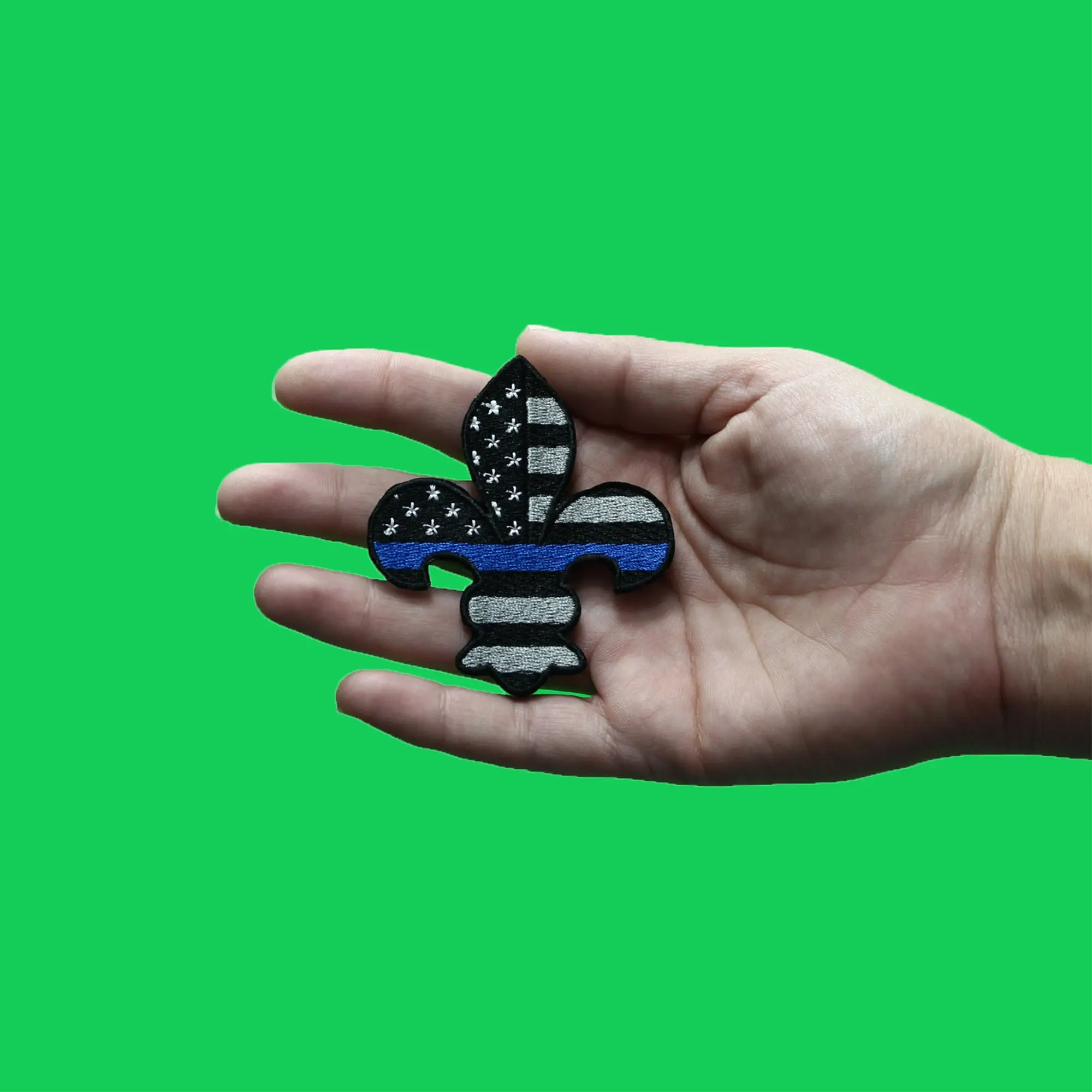 Blue Line Fleur-de-lis Patch Police Support Flag Embroidered Iron On - Image 2