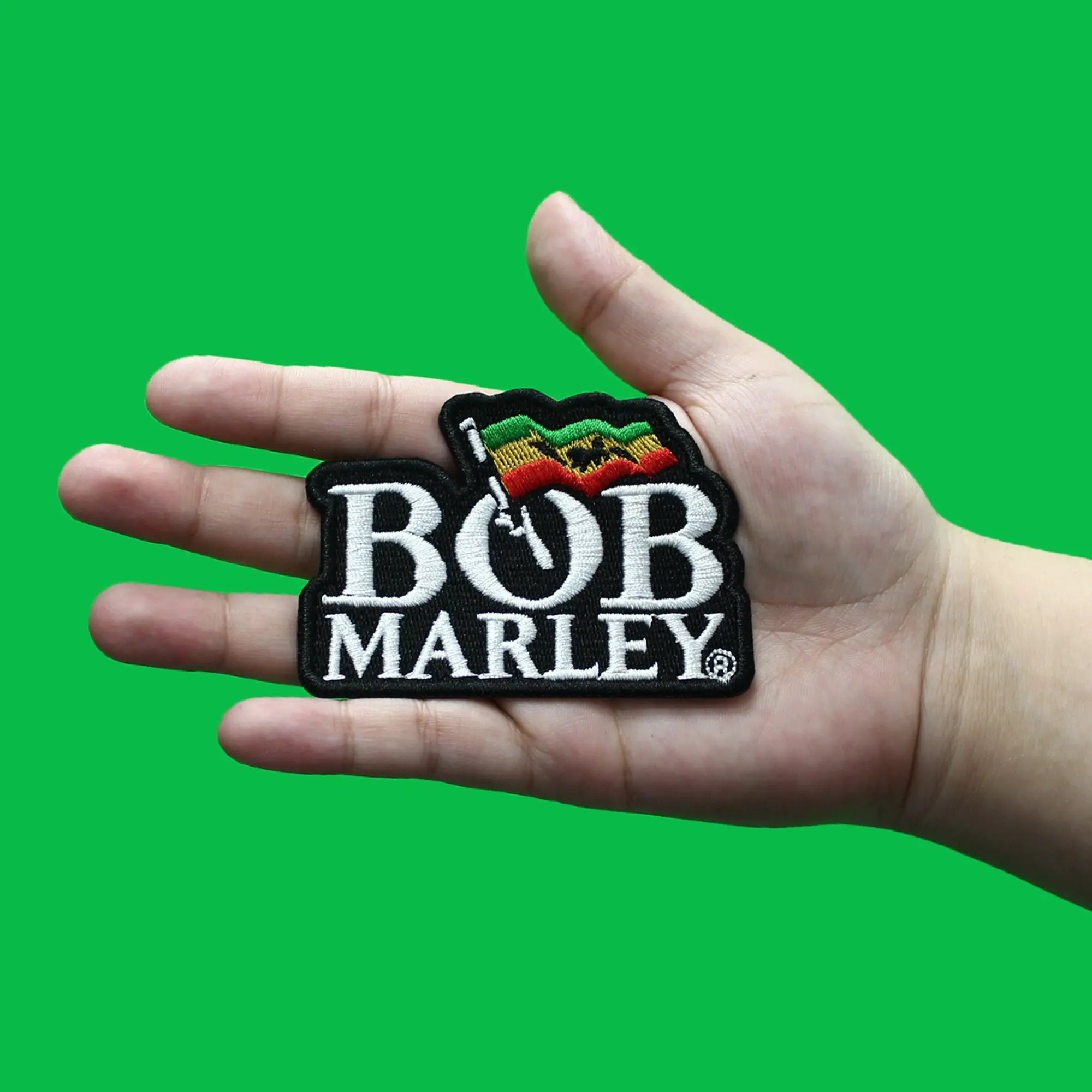 Bob Marley Rasta Flag Patch Jamaican Reggae Artist Embroidered Iron On - Image 2