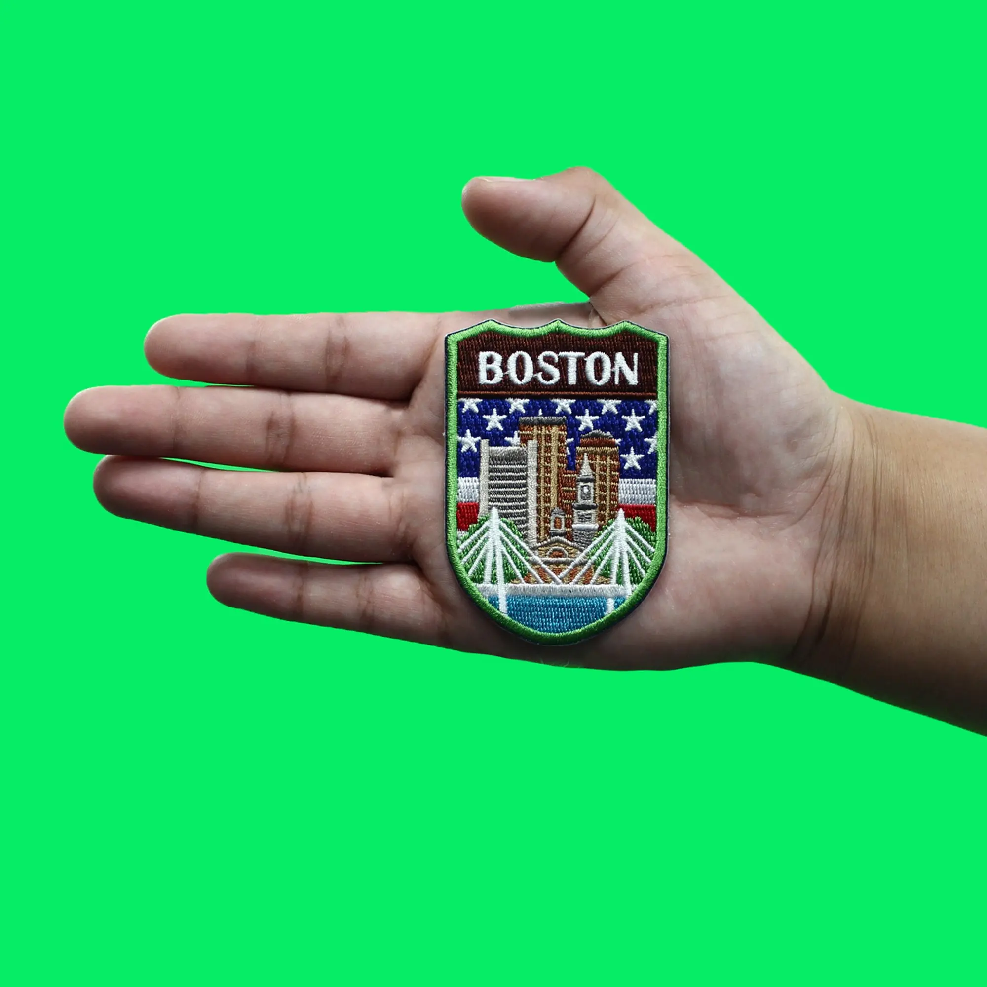 Boston Massachusetts City Tourist Patch World Travel Badge Embroidered Iron On - Image 2
