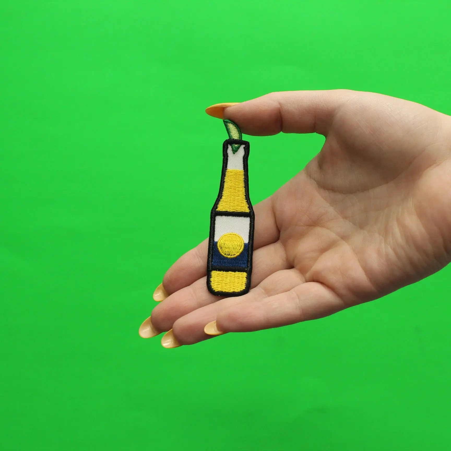 Bottle Of Beer With Lime Embroidered Iron On Patch - Image 2