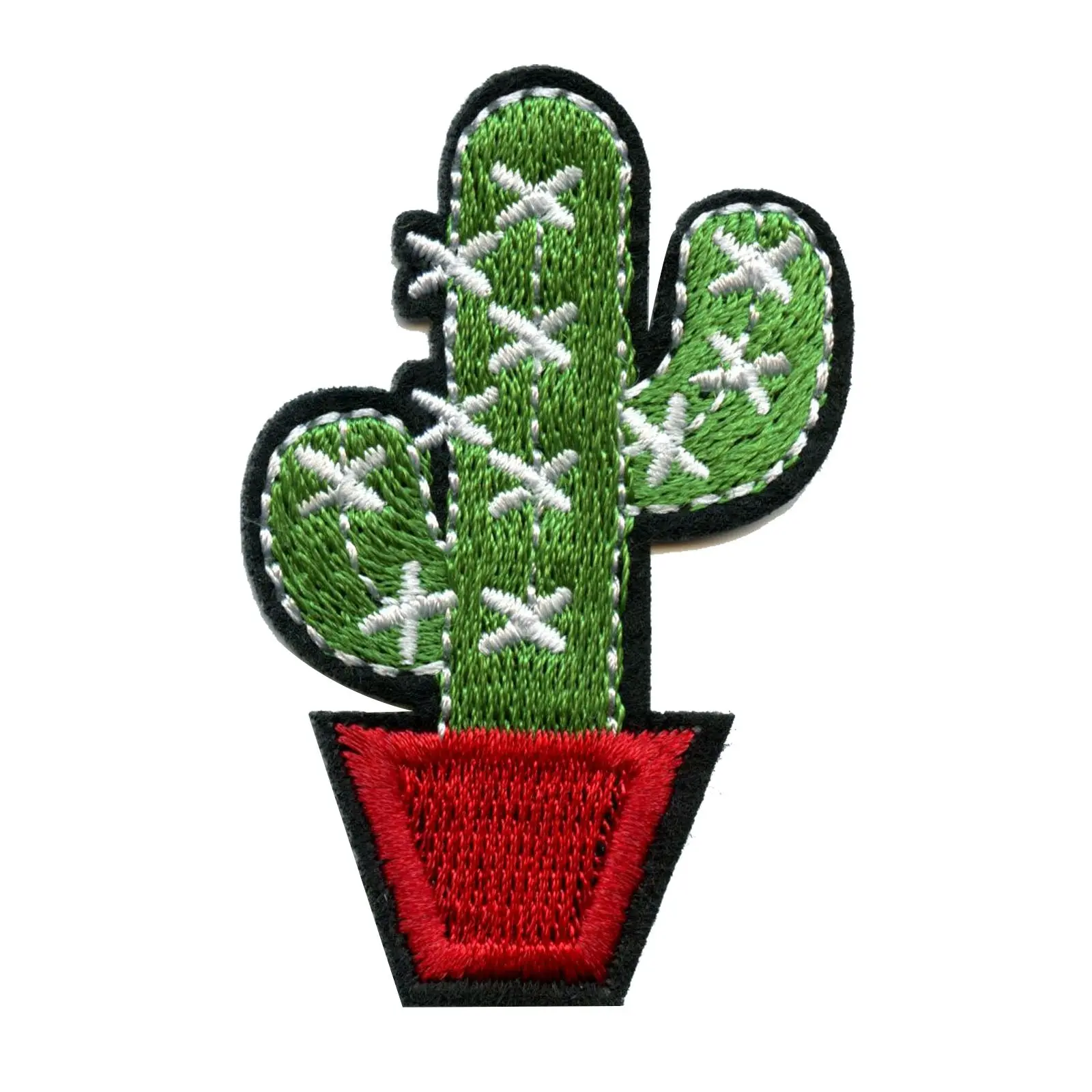 Cactus In Pot Embroidered Iron On Patch