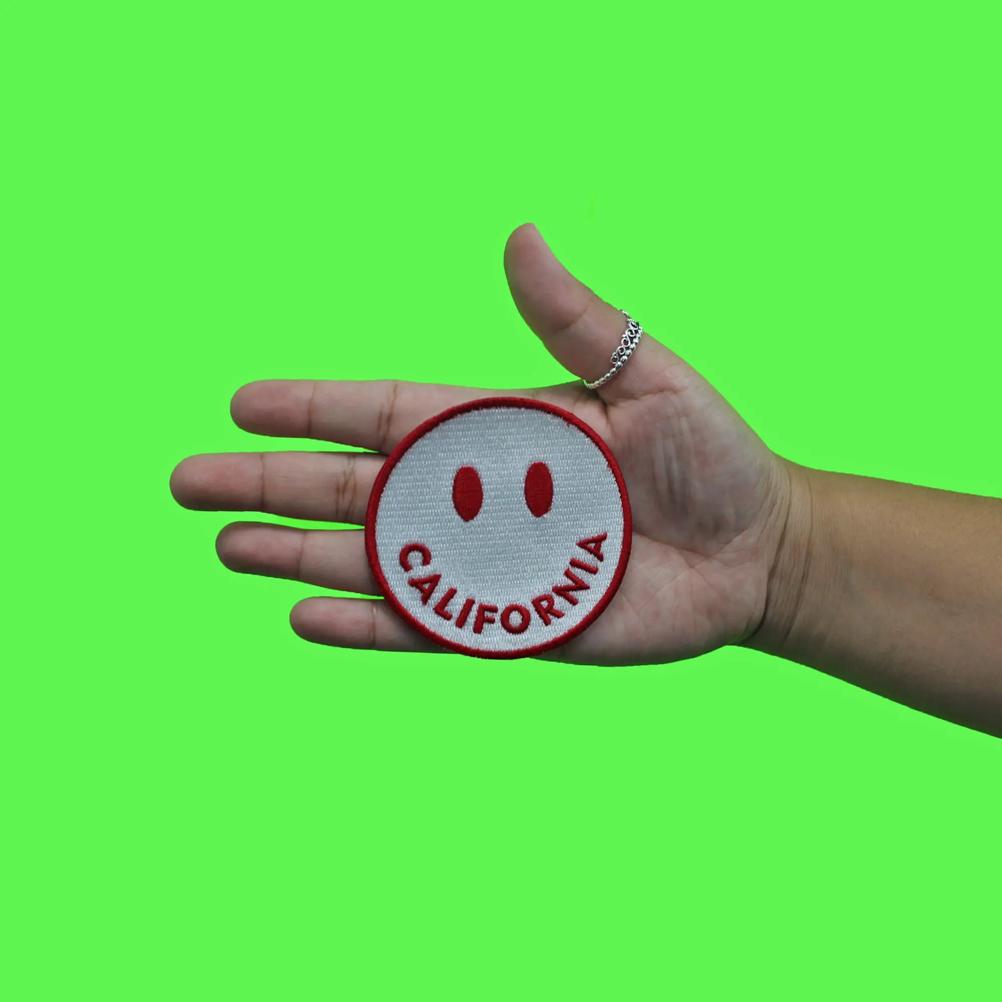 California Smiley Face Patch Travel Embroidered Iron on - Image 2