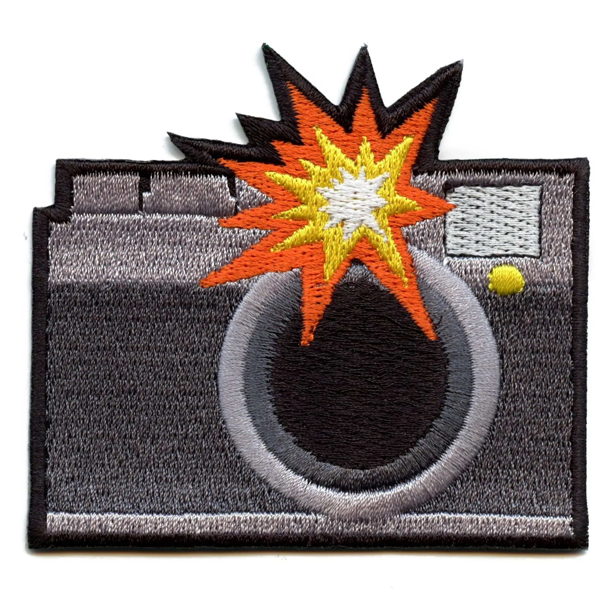Camera with Flash Iron On Embroidered Patch
