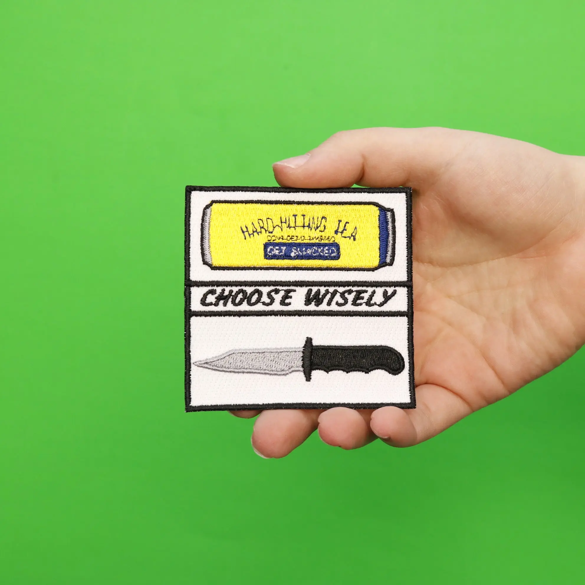 Choose Wisely Hard Hitting Tea And Knife Box Embroidered Iron On Patch - Image 2