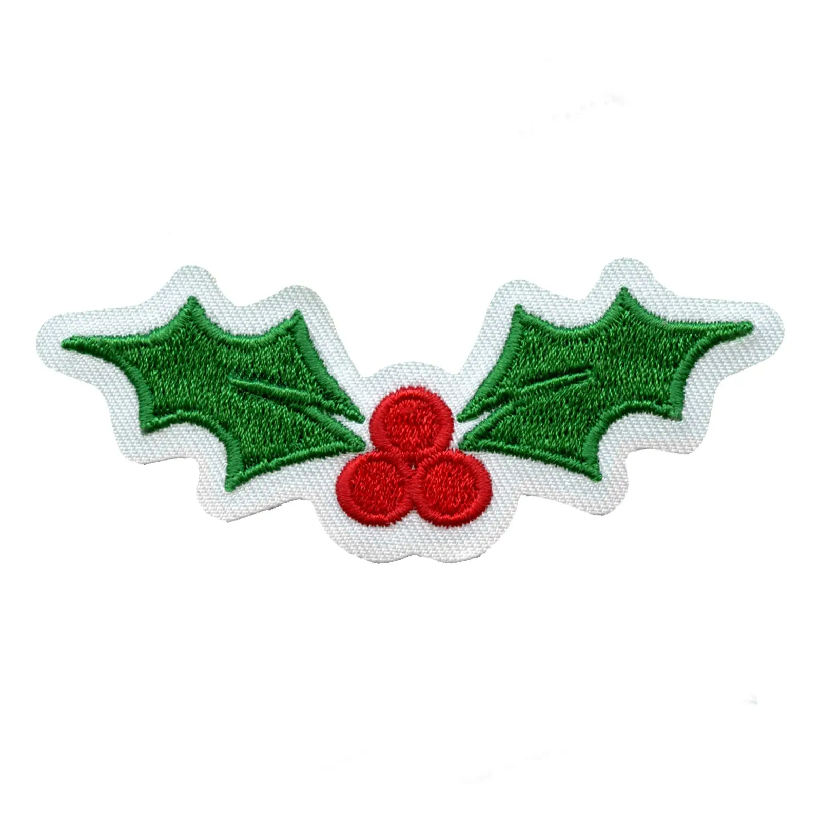Christmas Holly Berries Embroidered Iron On Patch