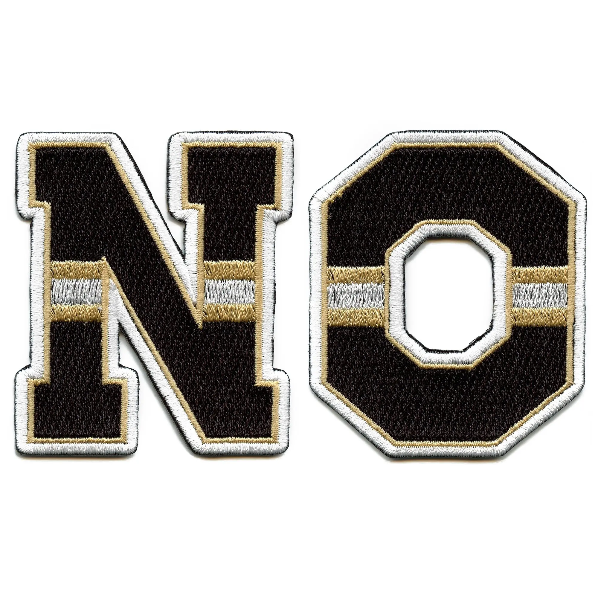 City Of New Orleans NO Letters Black Gold Football Jersey Parody Embroidered Iron On Patches