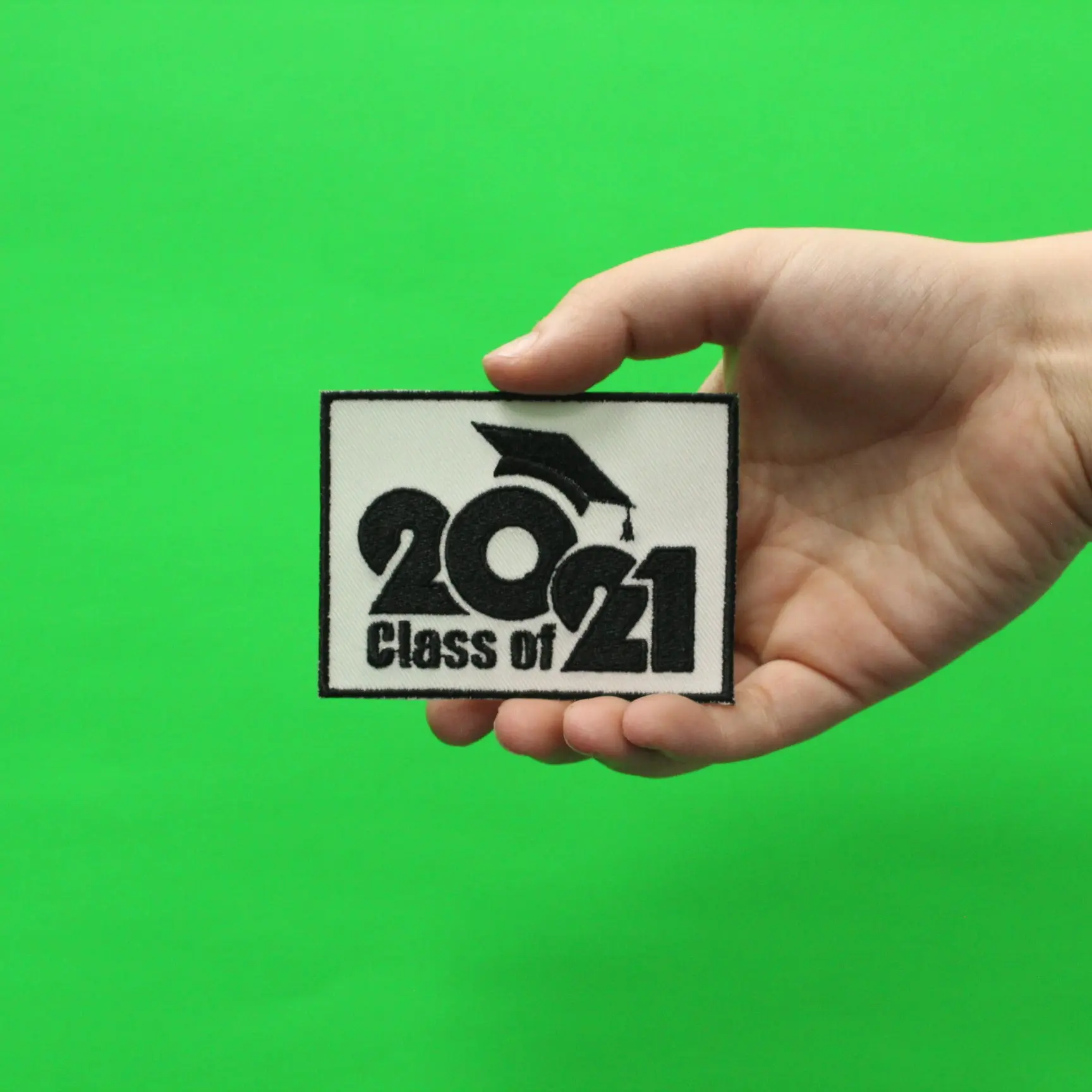 Class Of 2021 Script with Graduation Cap Embroidered Iron On Patch - Image 2