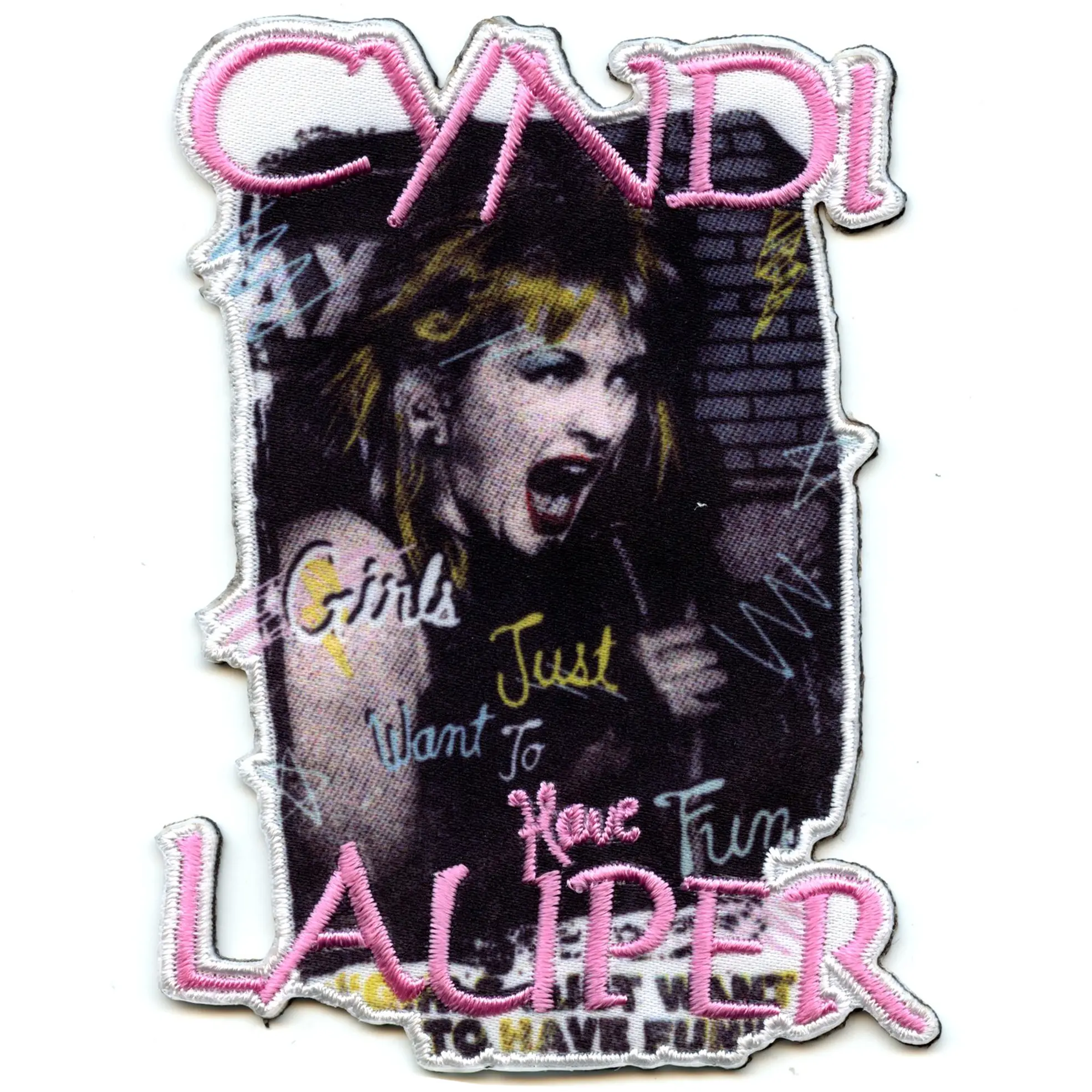 Cyndi Lauper Girls Wanna Have Fun Patch Portrait Music Sublimated Embroidery Iron On