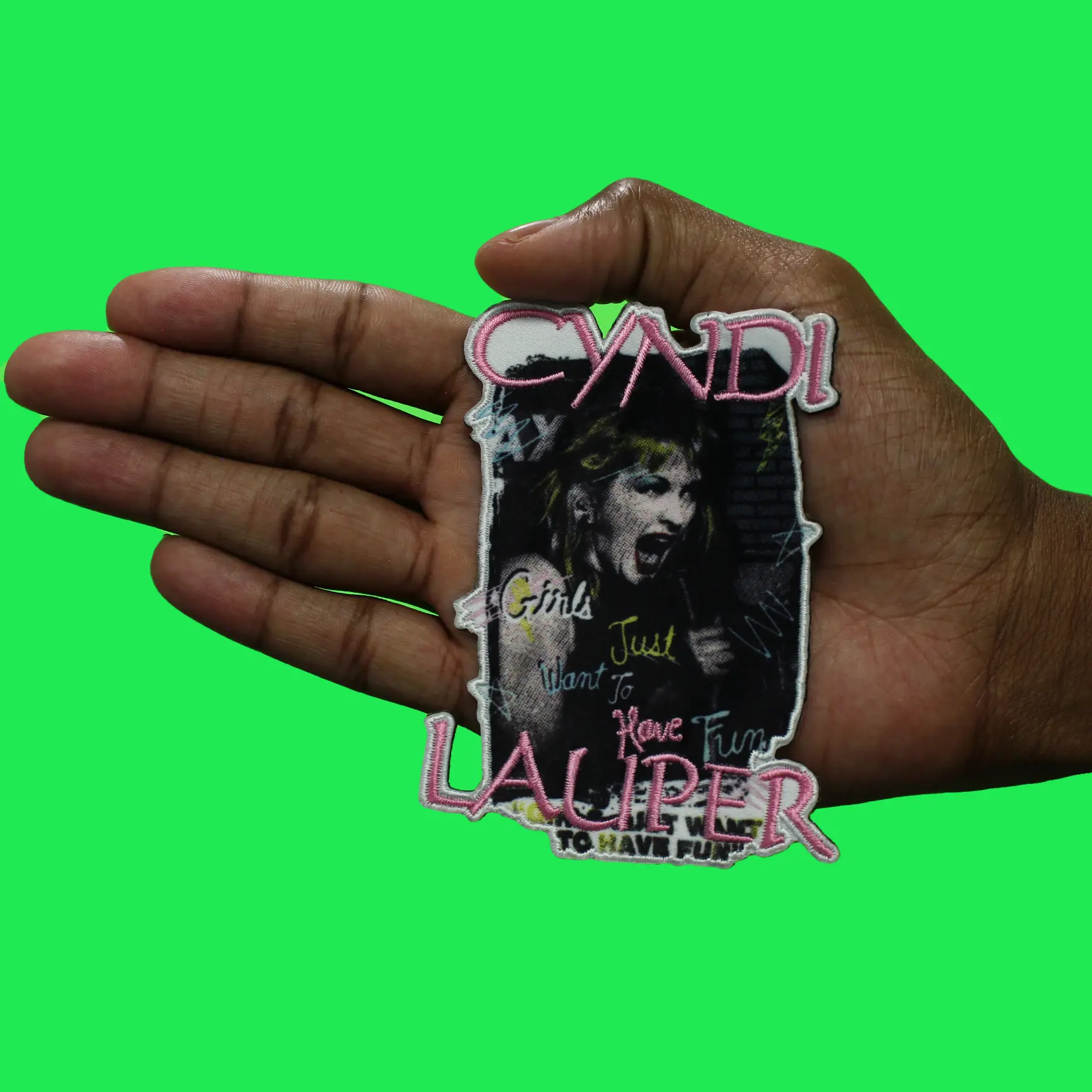 Cyndi Lauper Girls Wanna Have Fun Patch Portrait Music Sublimated Embroidery Iron On - Image 2