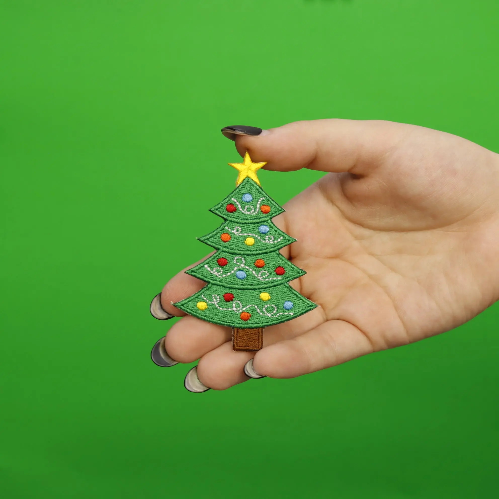 Decorated Christmas Tree Embroidered Iron On Patch - Image 2