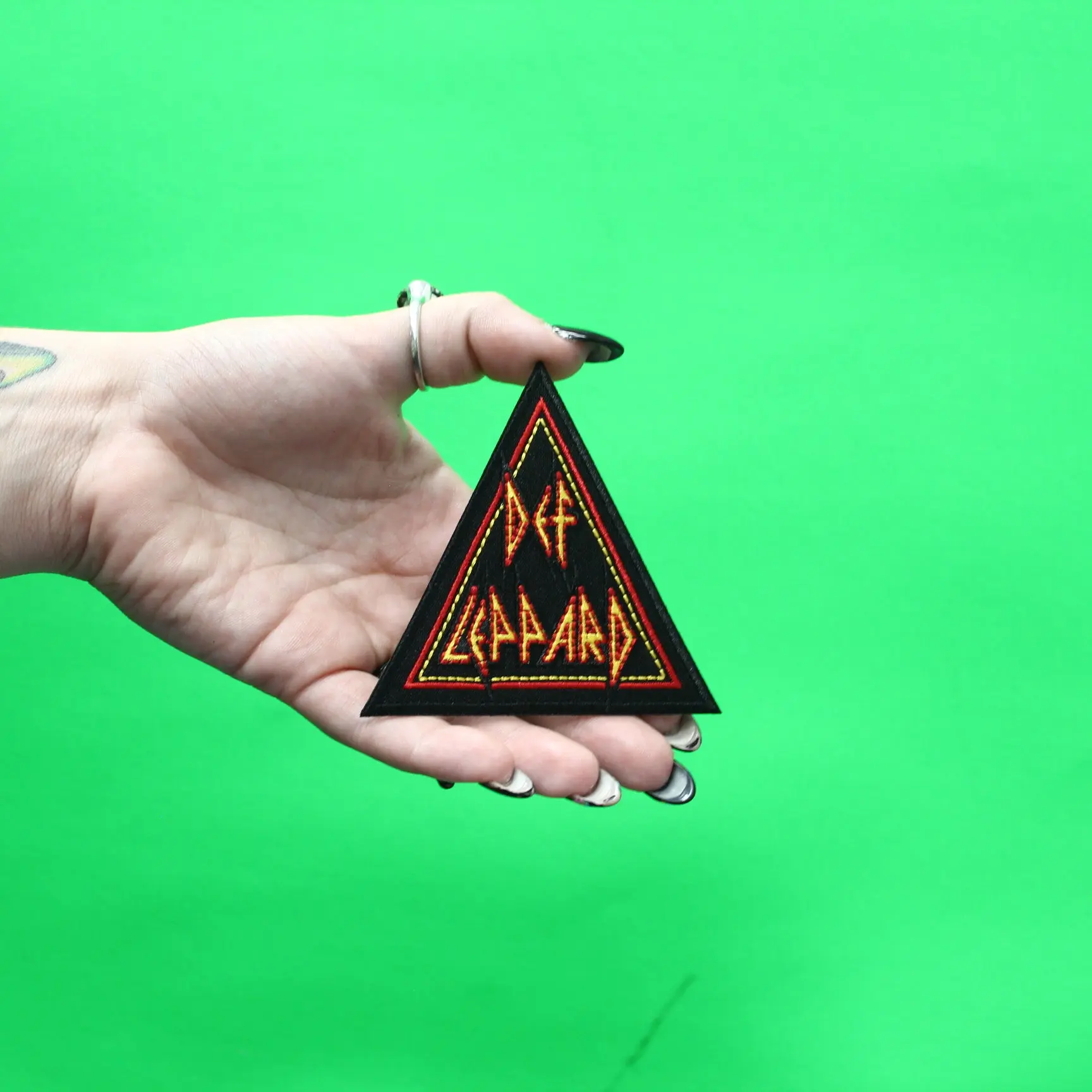 Def Leppard Triangle Logo Patch English Rock Band Embroidered Iron On - Image 2