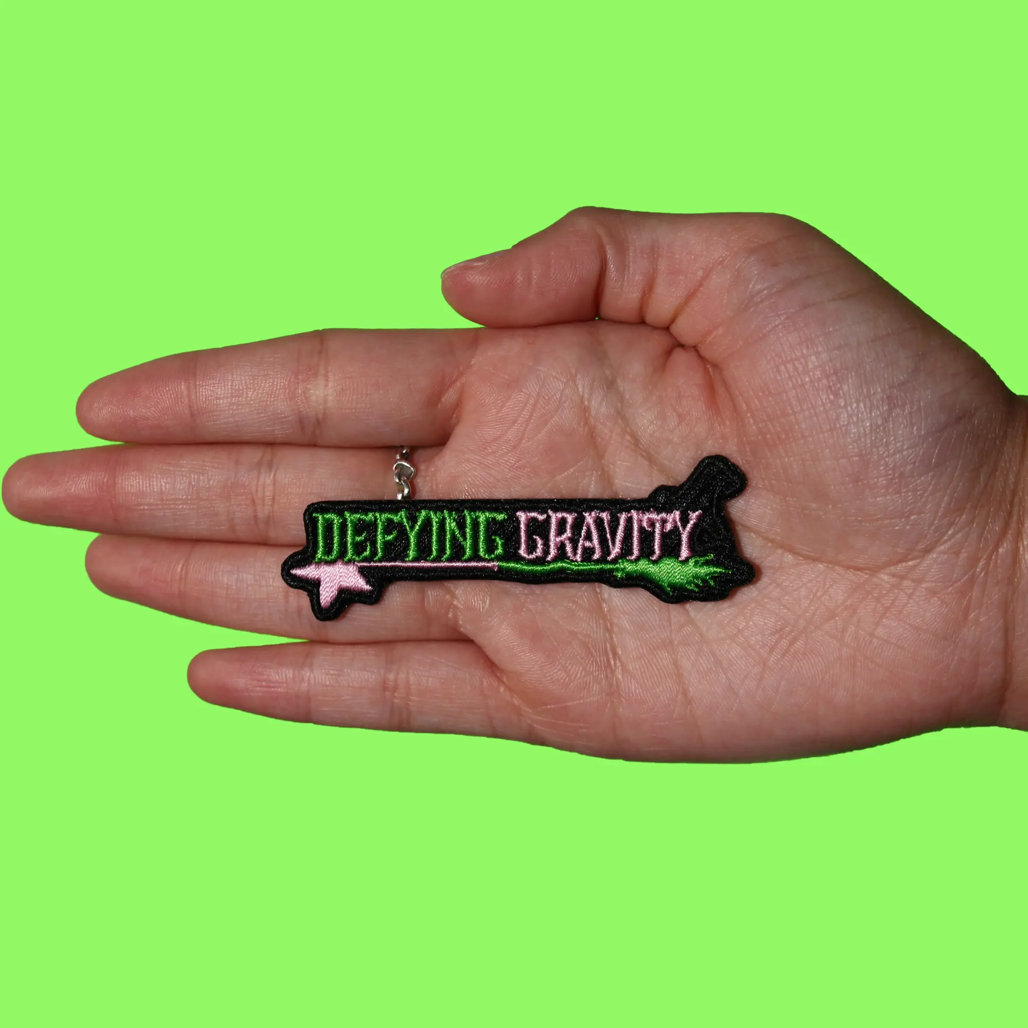Defying Gravity Wand Patch Movie Witch Broom Embroidered Iron On - Image 2