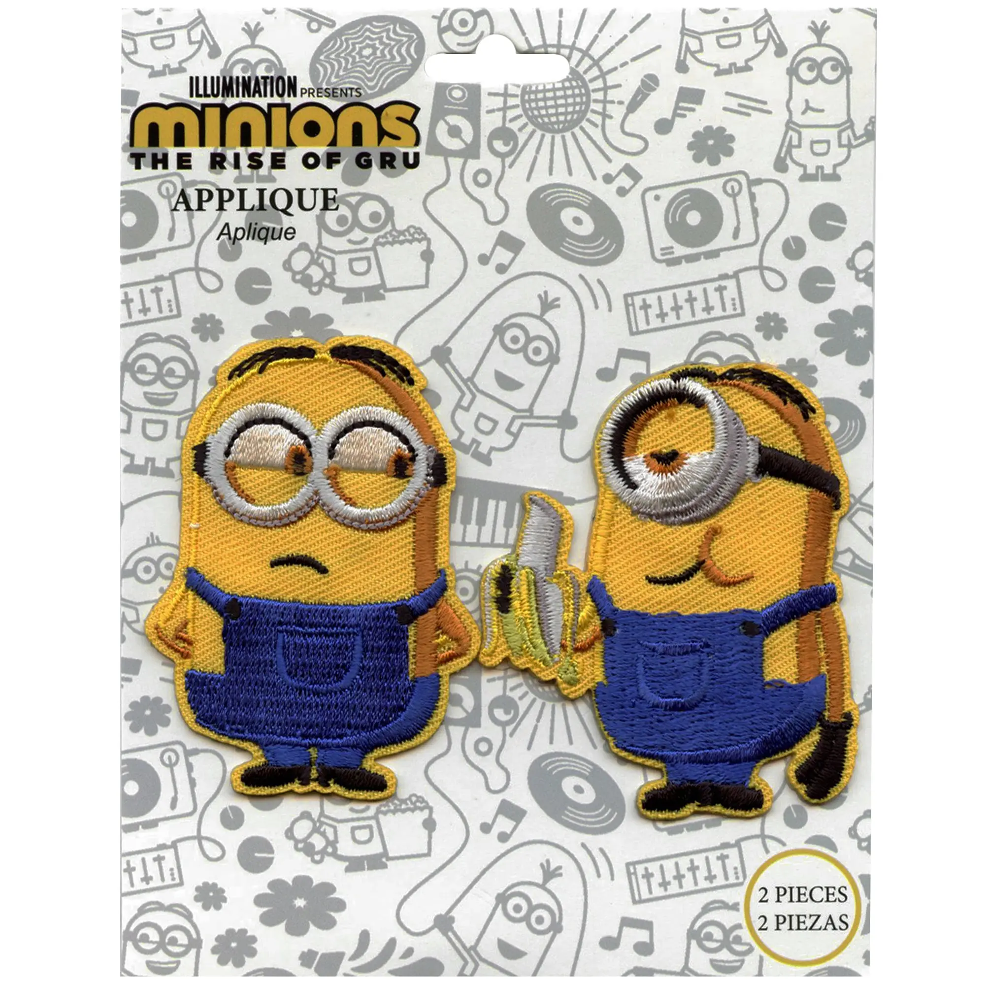 Despicable Me Kevin and Stuart Patch Minions Eating Banana Embroidered Iron On - Image 2