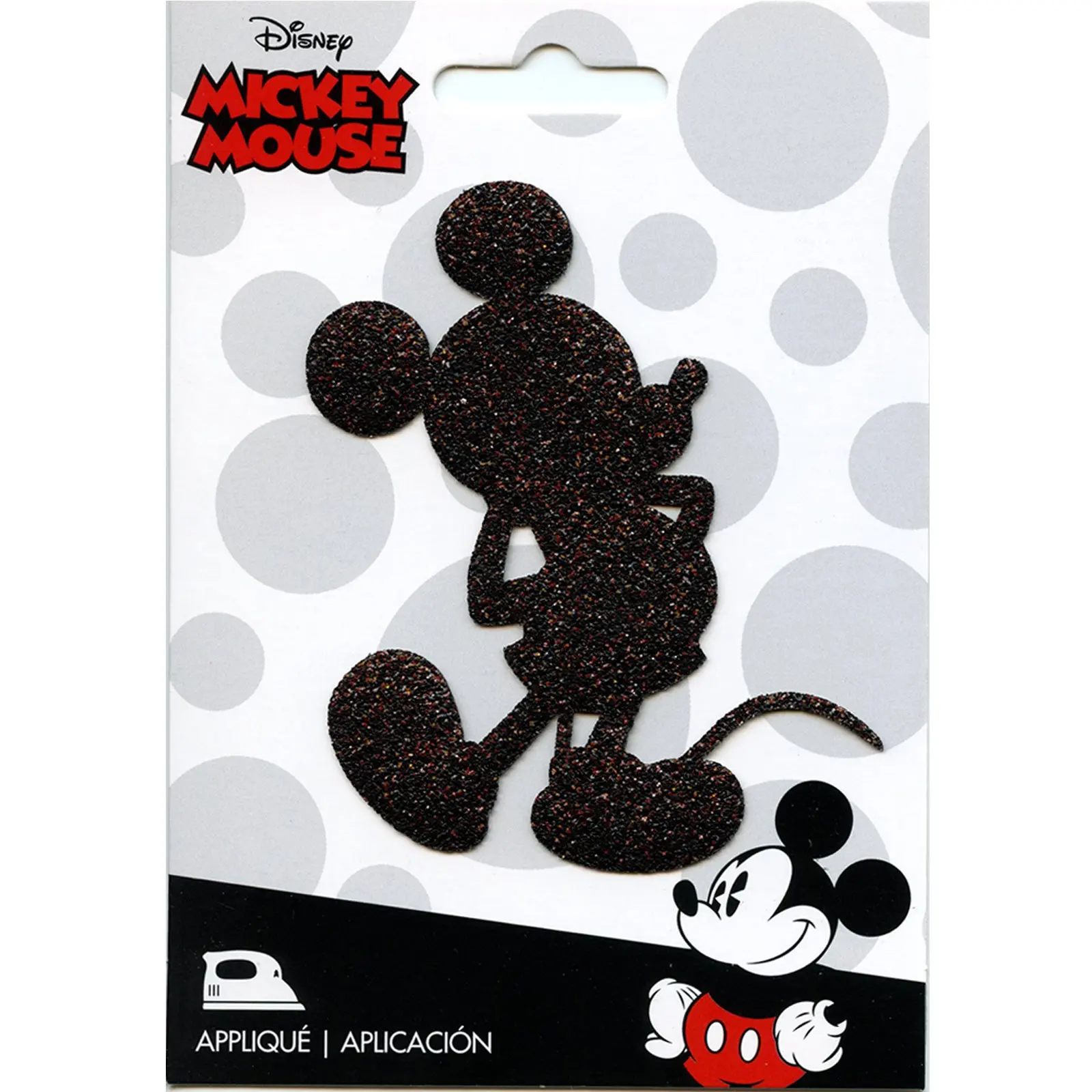Disney Mickey Mouse Black Shimmer Iron on Applique Patch - Image 2