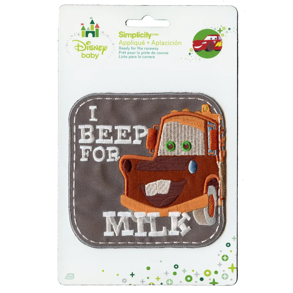 Disney Cars Mater "I Beep For Milk" Embroidered Applique Iron On Patch - Image 2