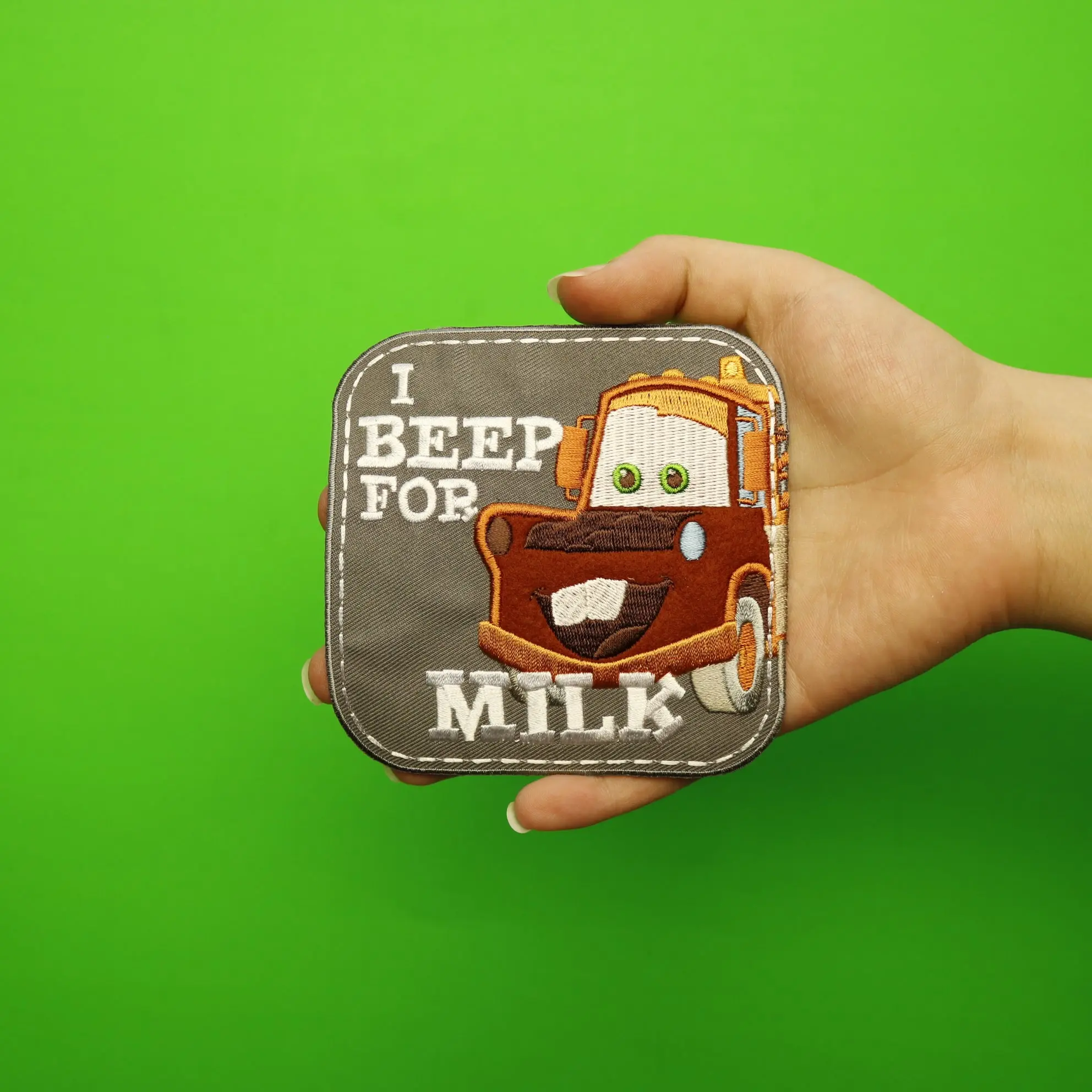 Disney Cars Mater "I Beep For Milk" Embroidered Applique Iron On Patch - Image 3