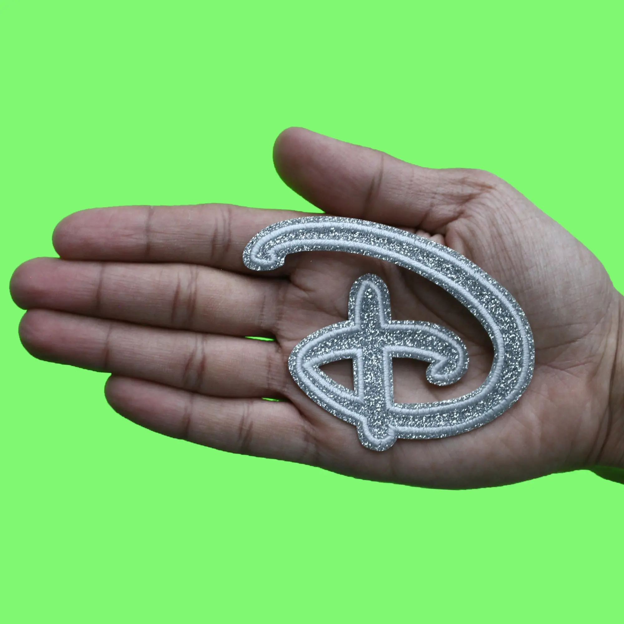 Disney D Logo Patch Glitter Silver Channel Applique Embroidered Iron On - Image 2