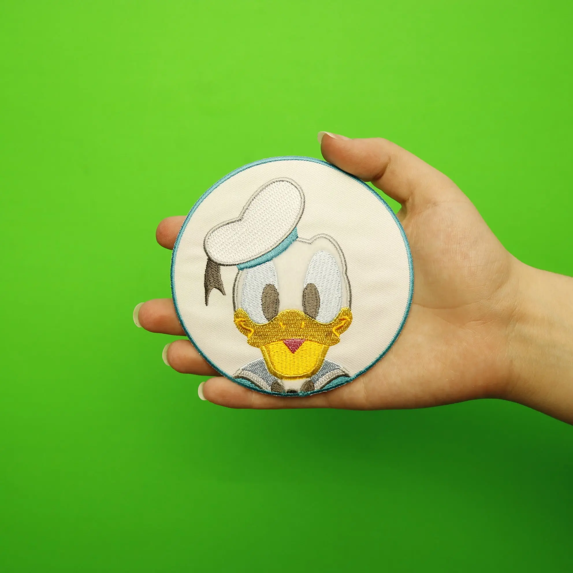 Disney Donald Duck In Blue Circle Embroidered Applique Iron On Patch - Image 3