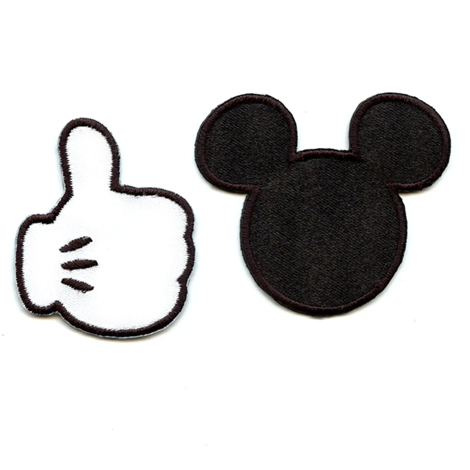 Disney Mickey Mouse White Glove and Silhouette Iron on Applique Patch