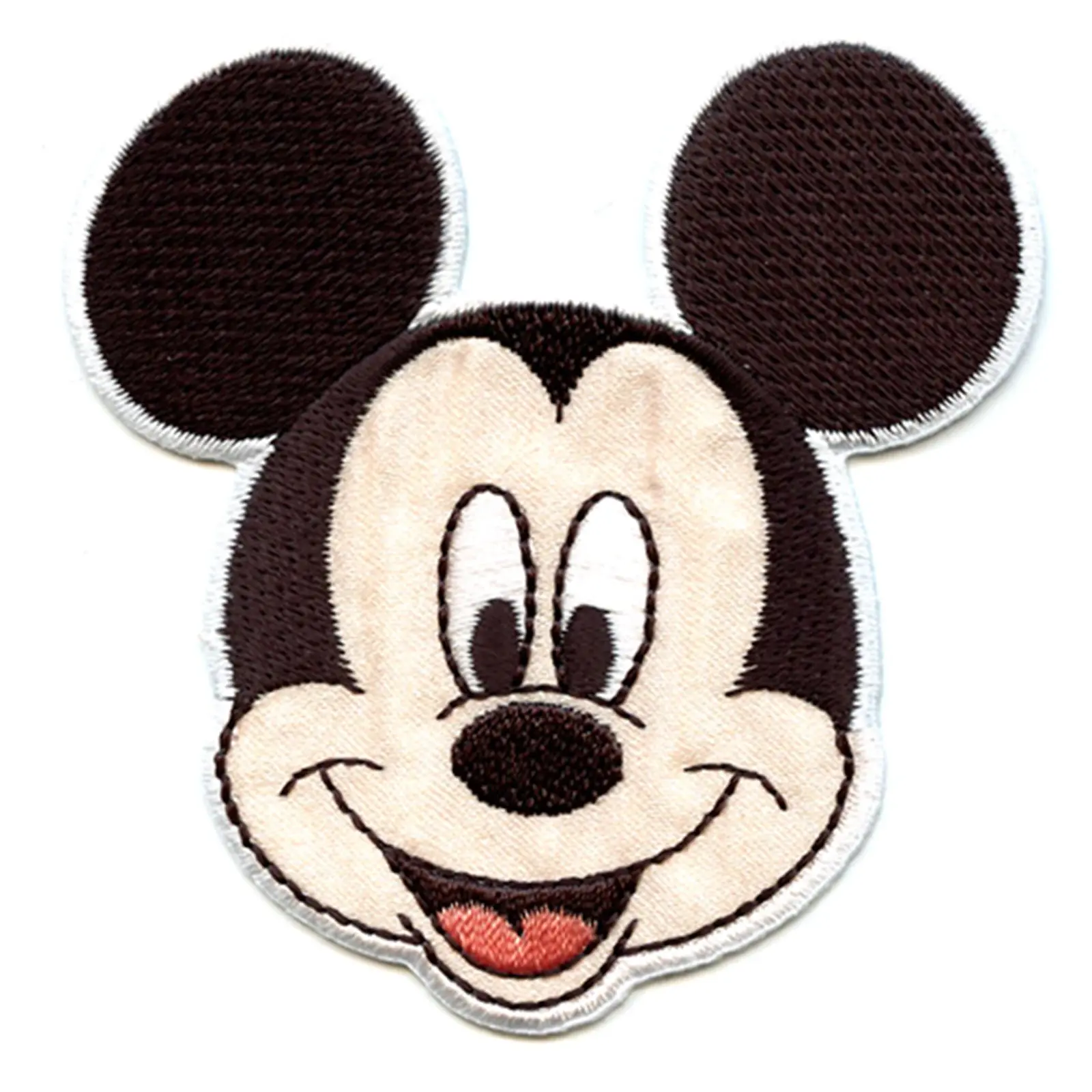 Disney Mickey Mouse Head Iron on Embroidered Applique Patch - White Border - Image 2