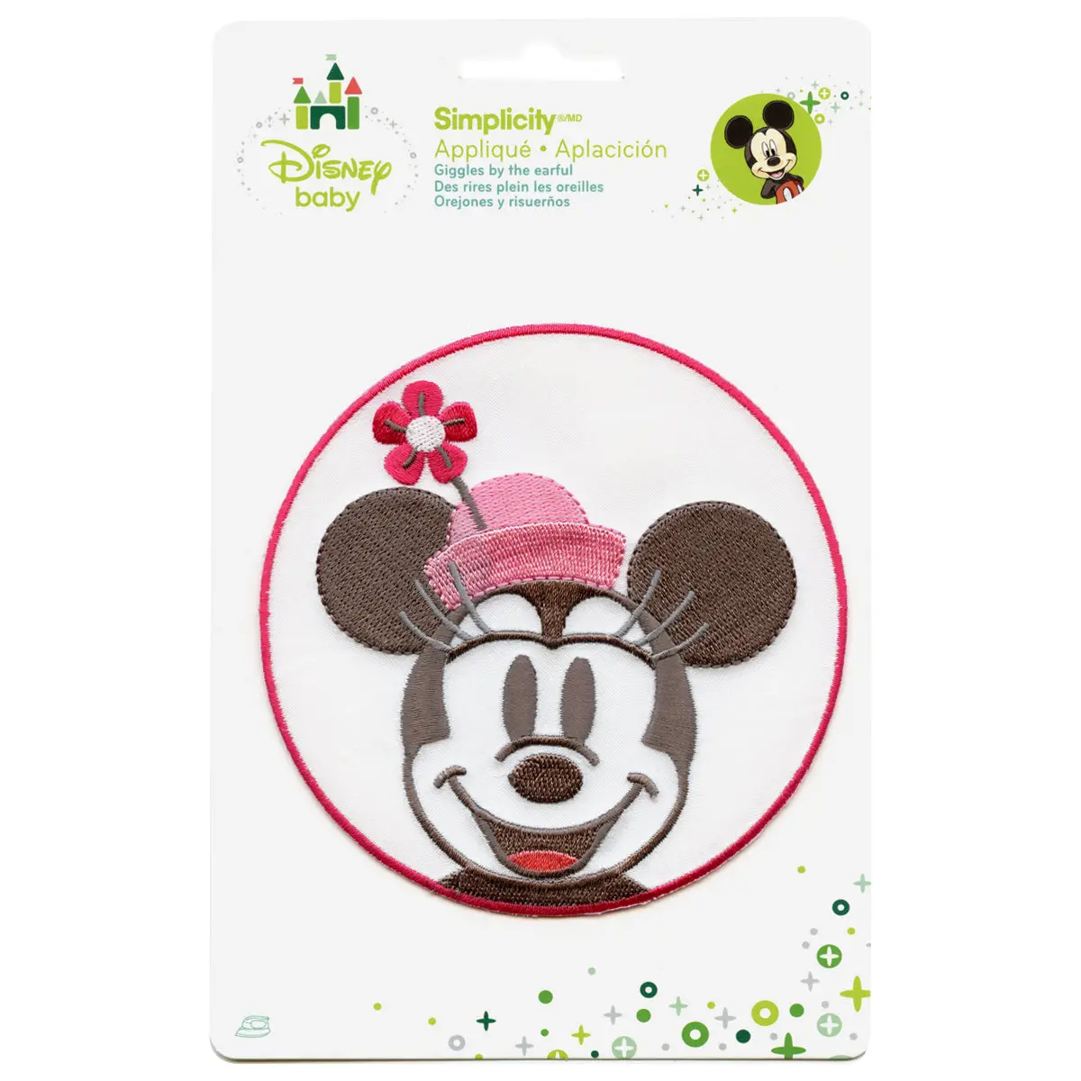 Disney Minnie Head In Pink Circle Embroidered Applique Iron On Patch - Image 2